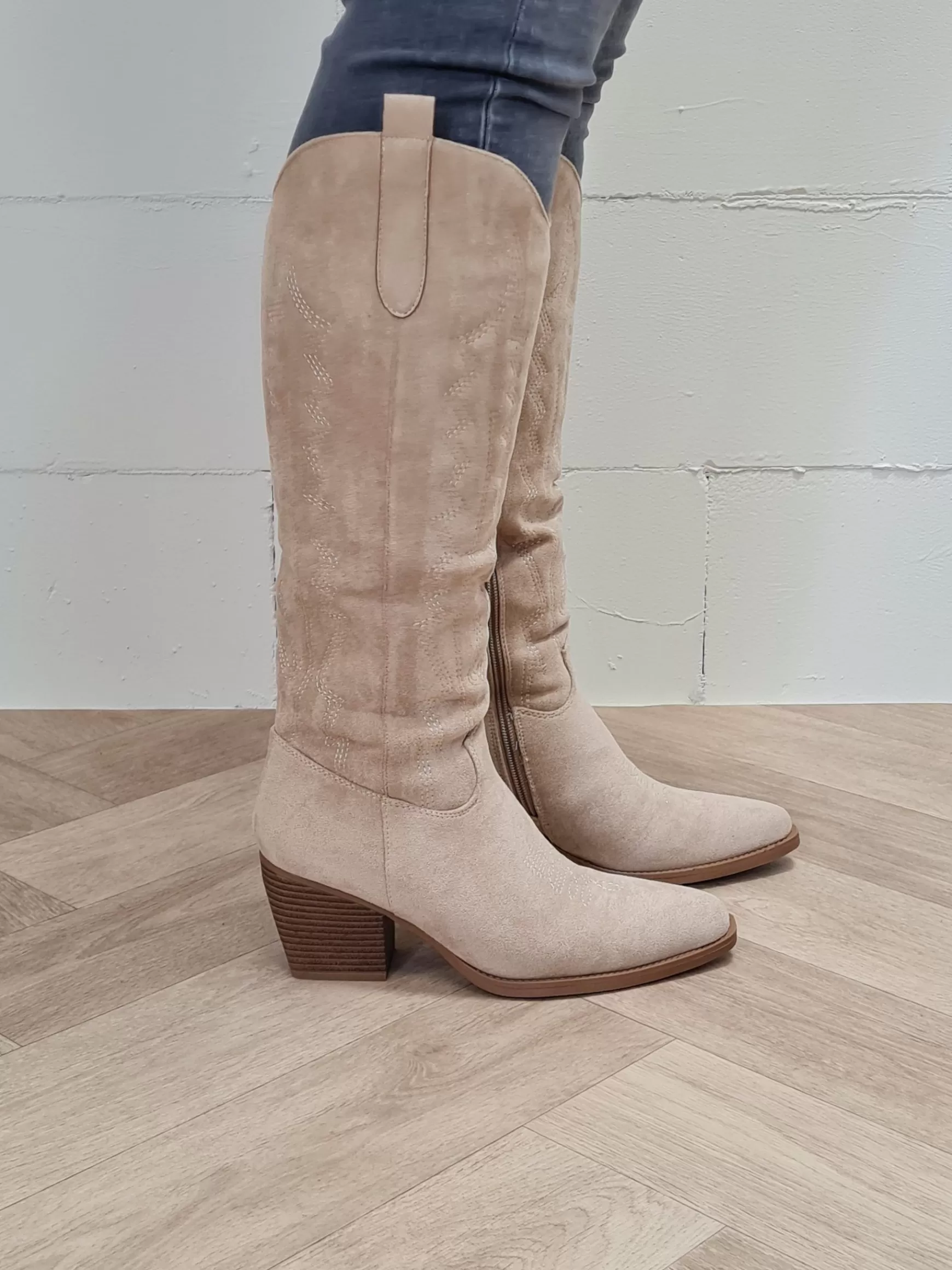 Trendz Beige Suede Laars Lang Outlet