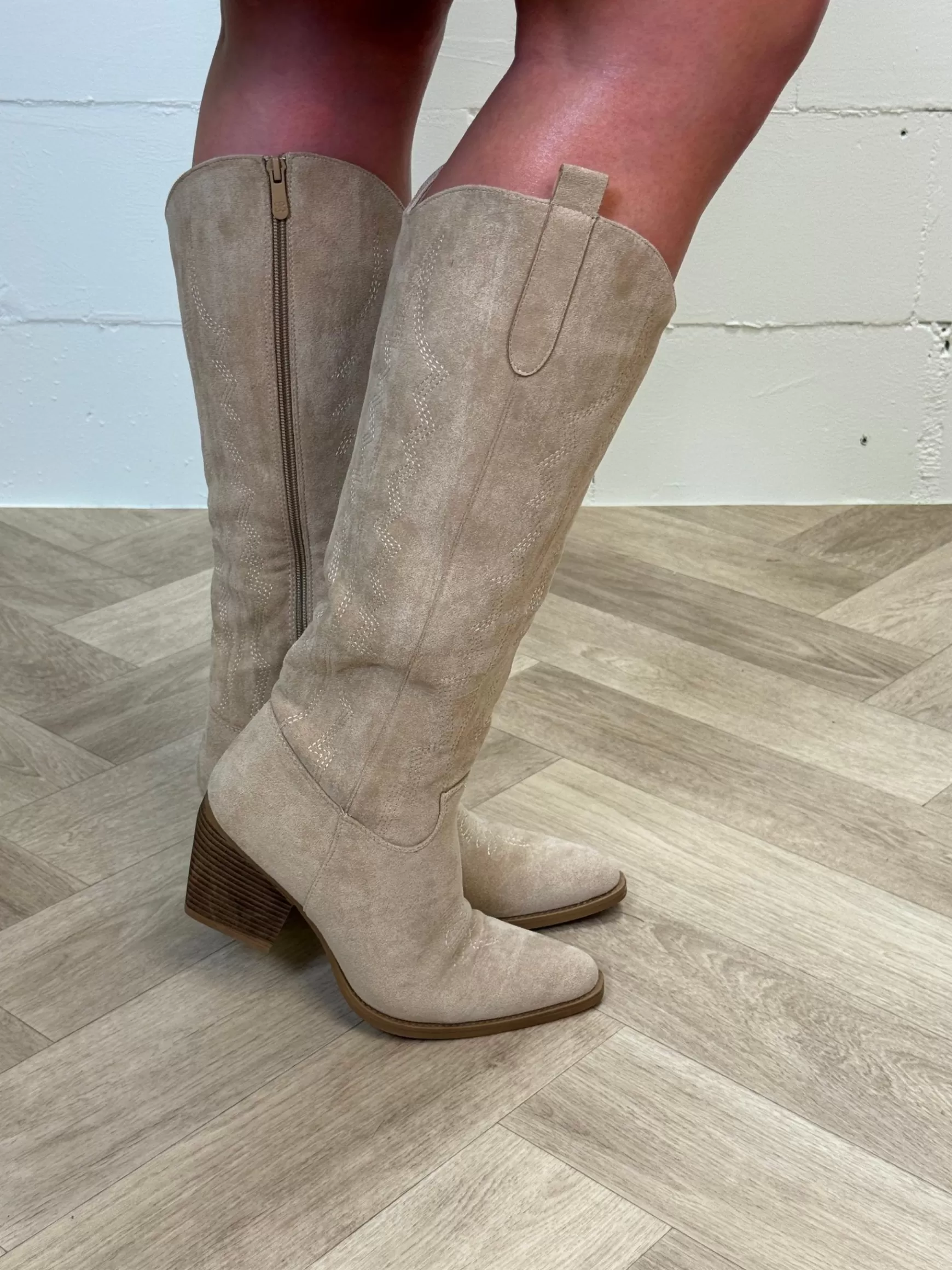 Trendz Beige Suede Laars Lang Outlet