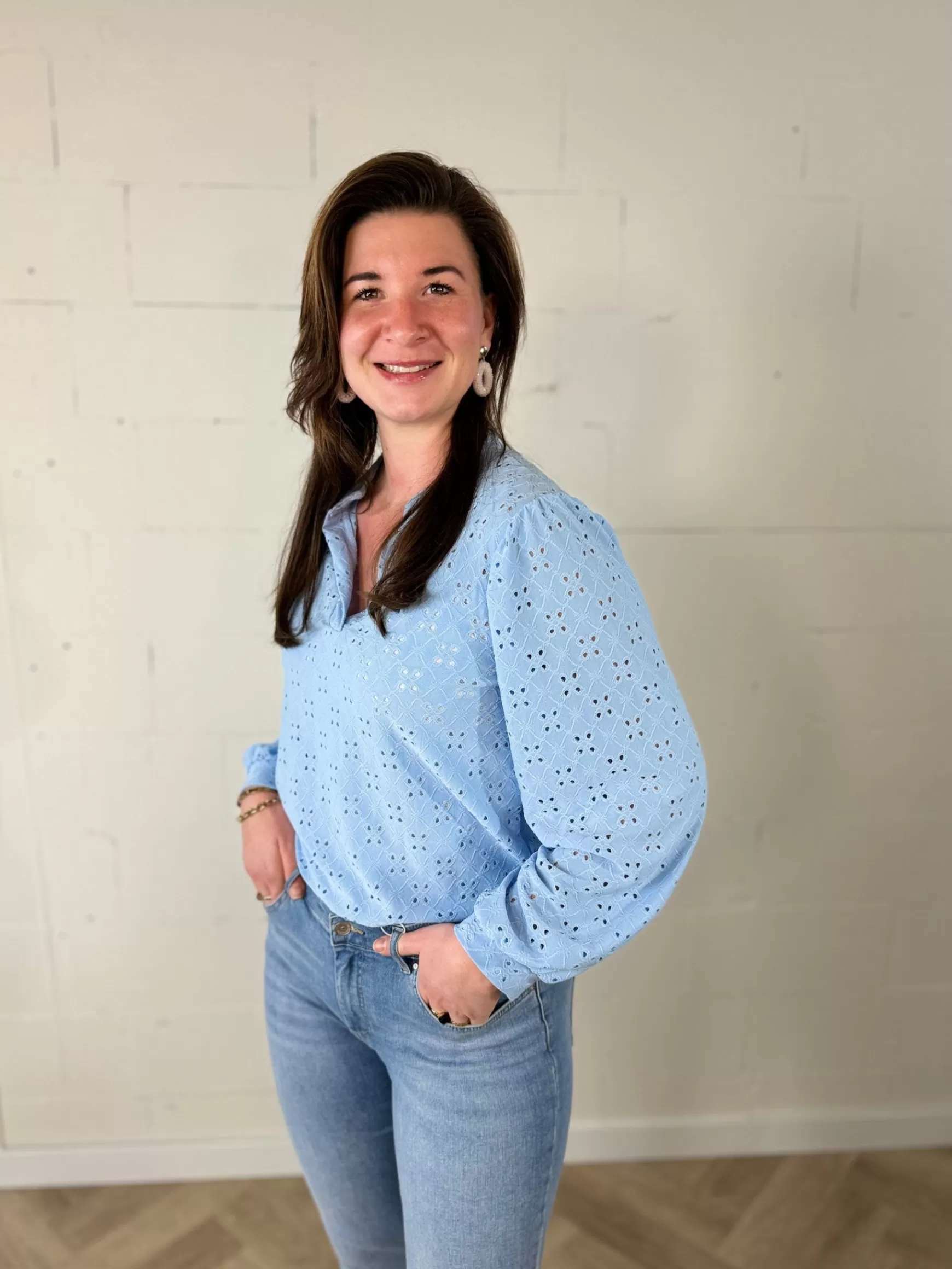 Trendz Blouse Fem Blauw Cheap