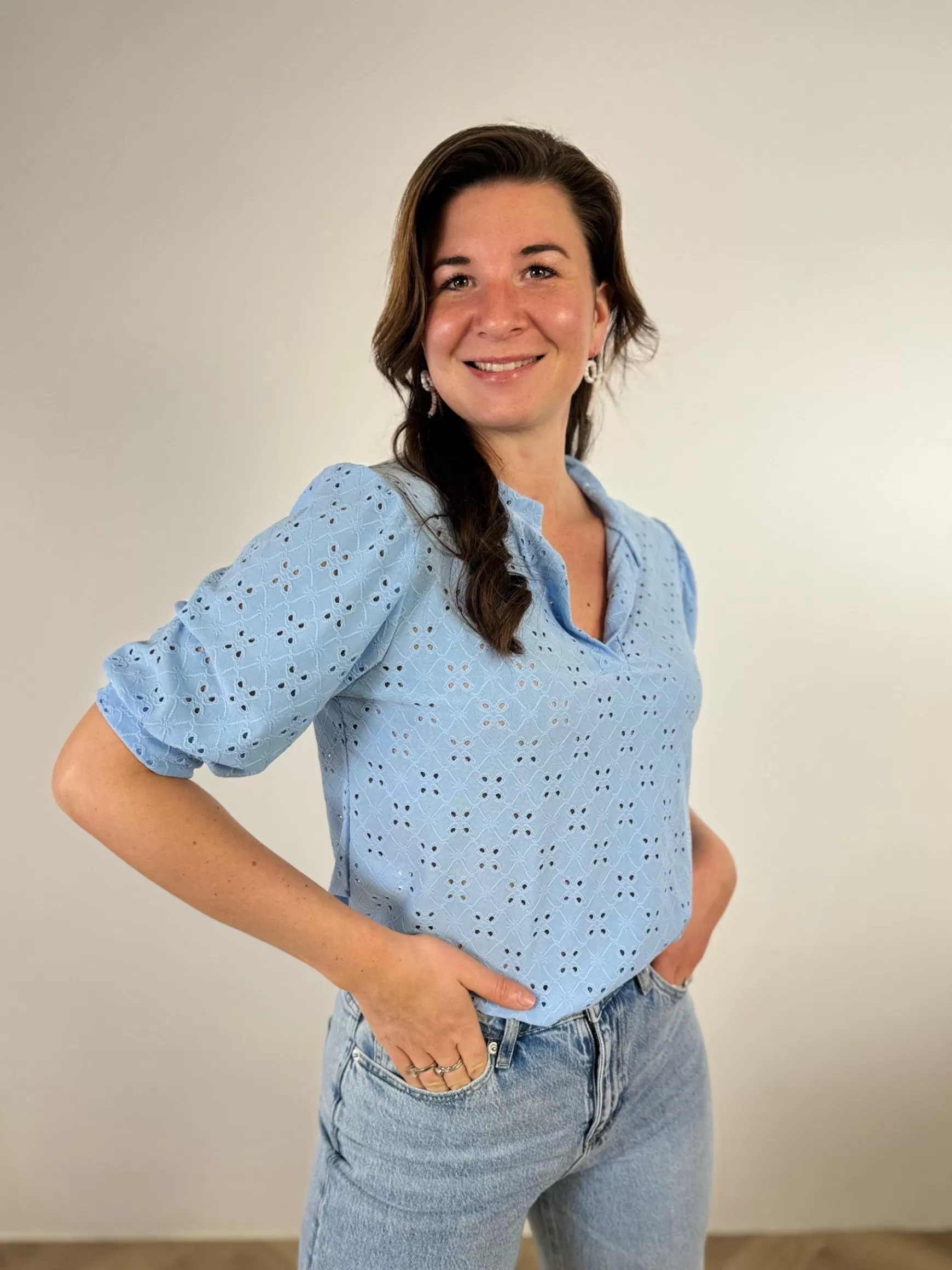 Trendz Blouse Fem Blauw (Korte Mouw) Store