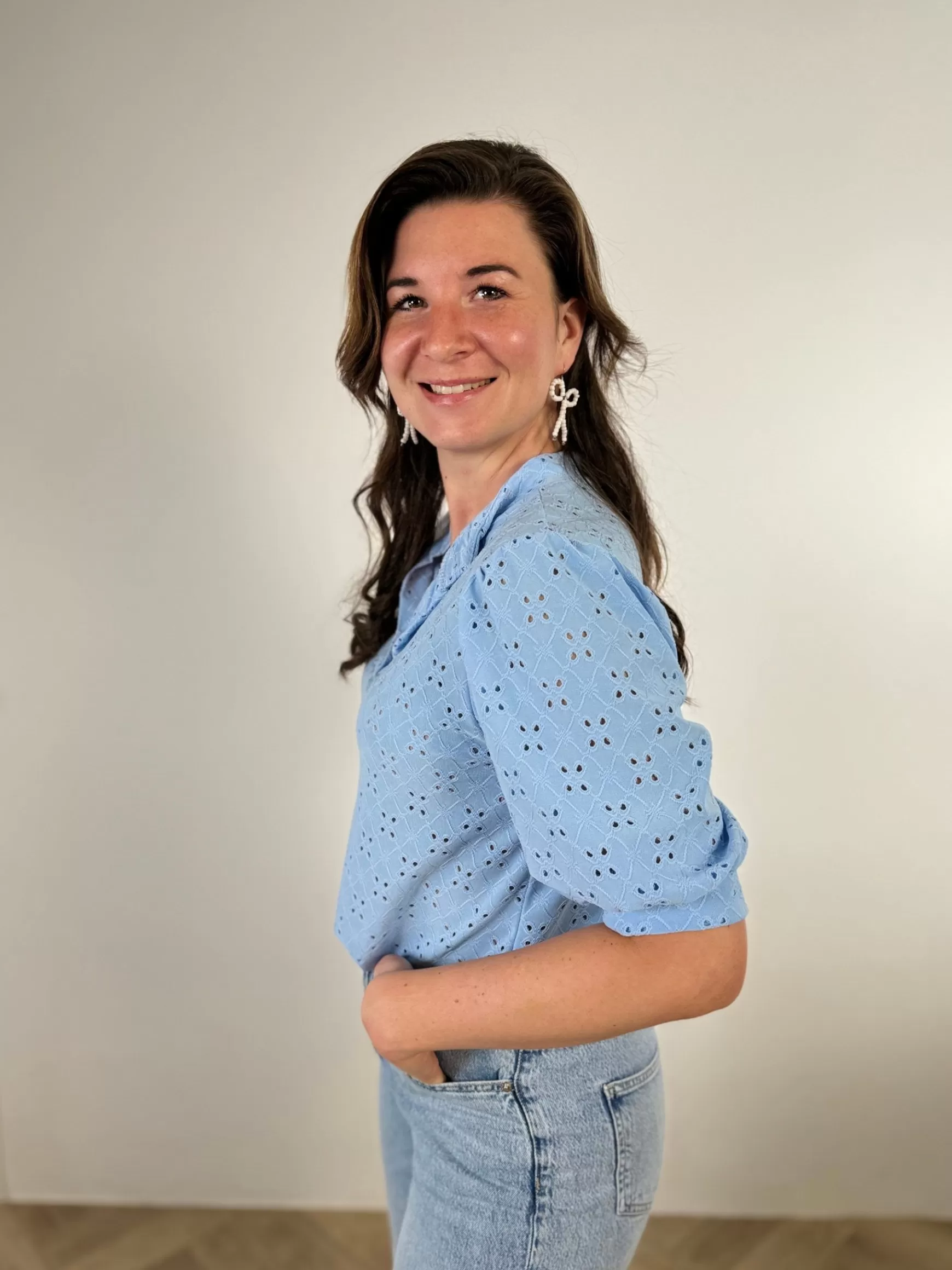 Trendz Blouse Fem Blauw (Korte Mouw) Store
