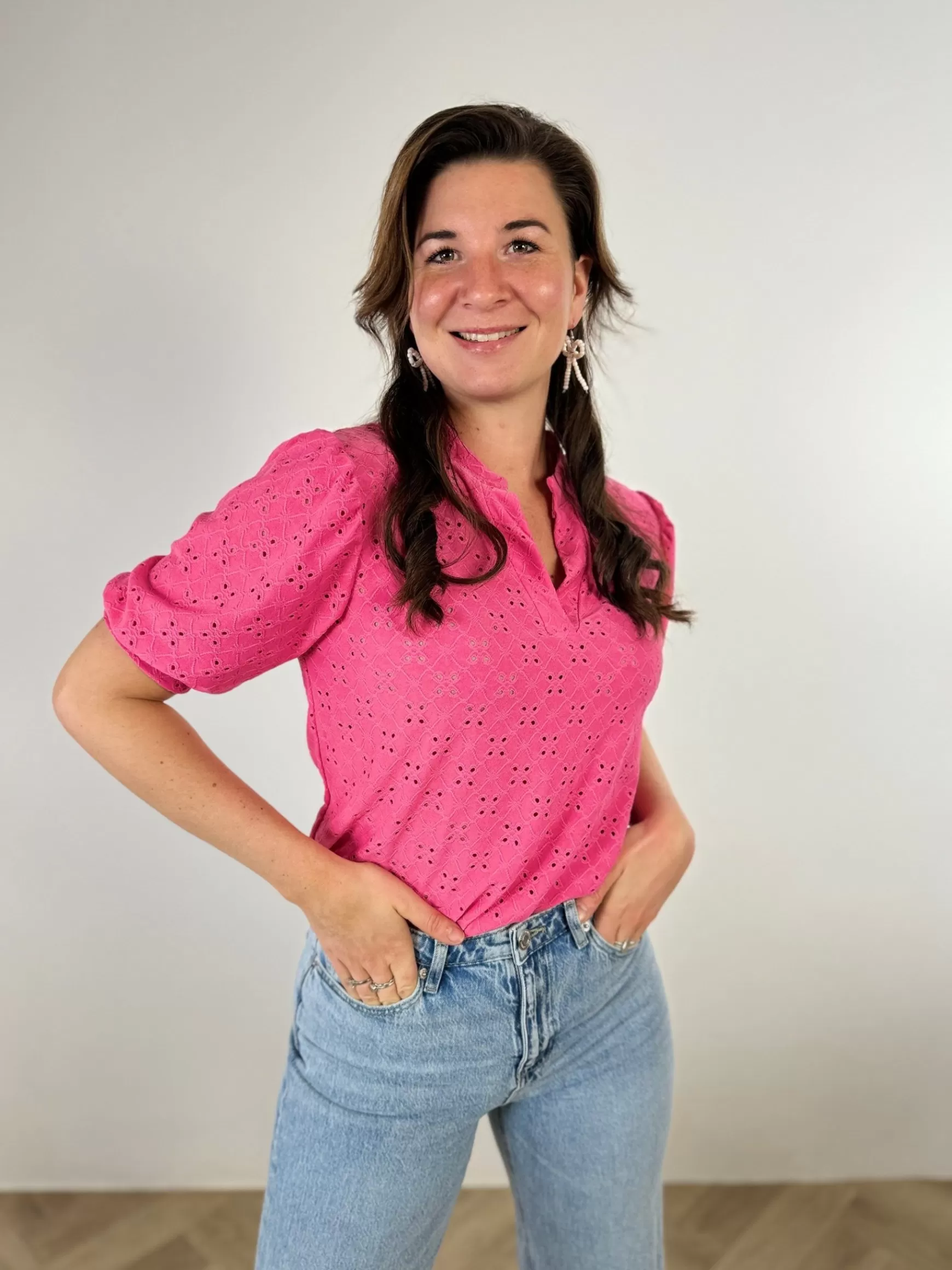 Trendz Blouse Fem Roze (Korte Mouw) Hot