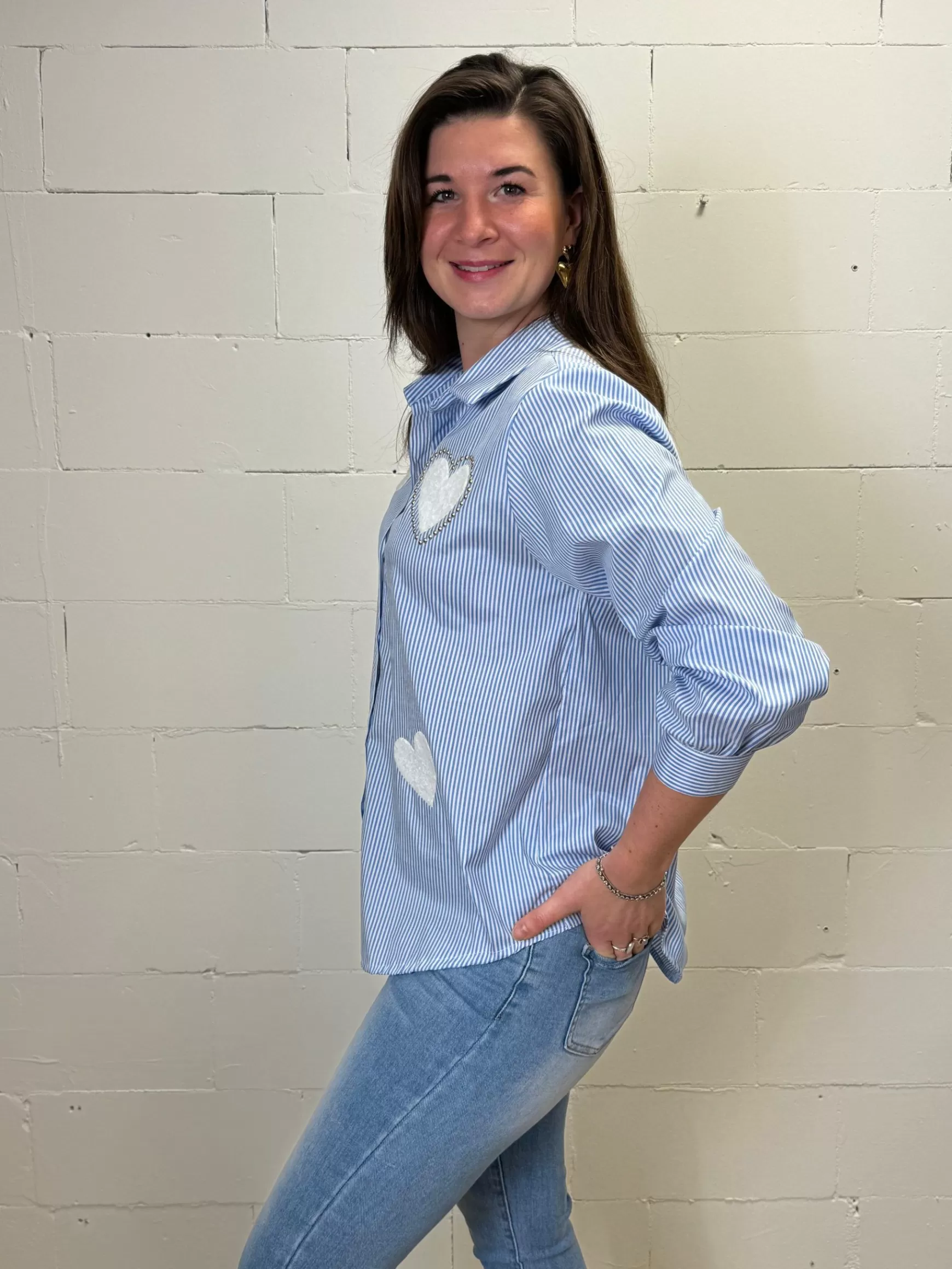 Trendz Blouse Jeanny Gestreept Blauw Best Sale