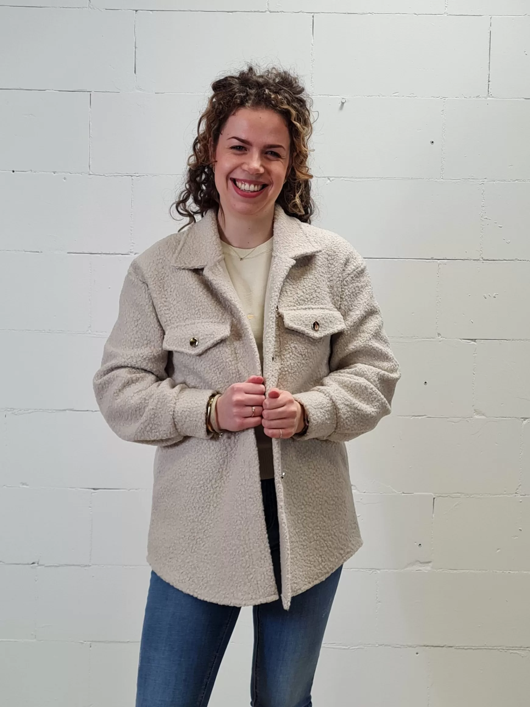 Trendz Boucle Shacket Beige Clearance