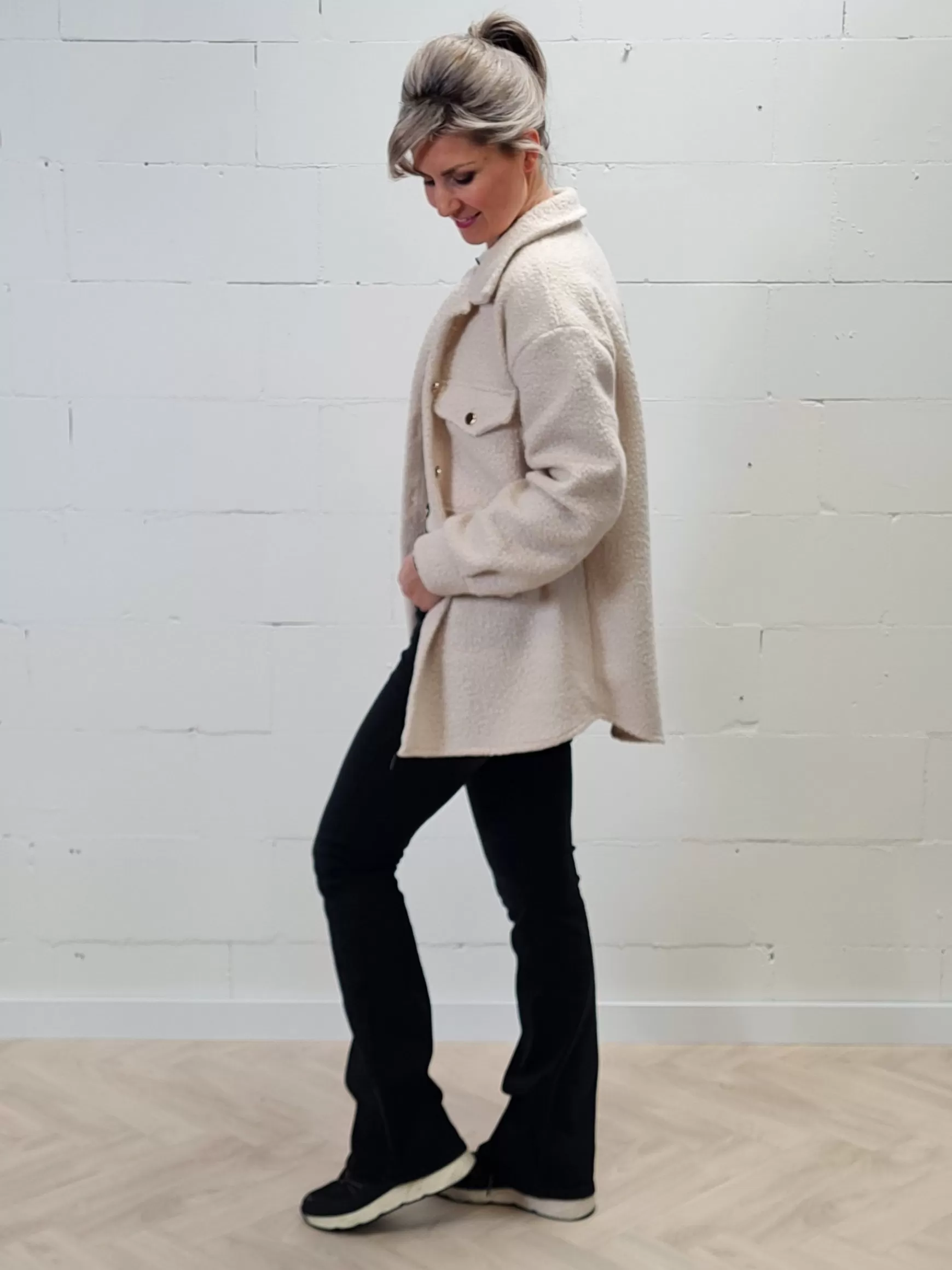 Trendz Boucle Shacket Beige Clearance