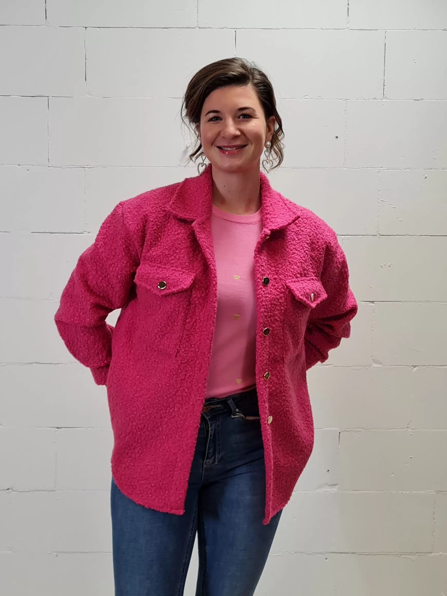 Trendz Boucle Shacket Roze Online
