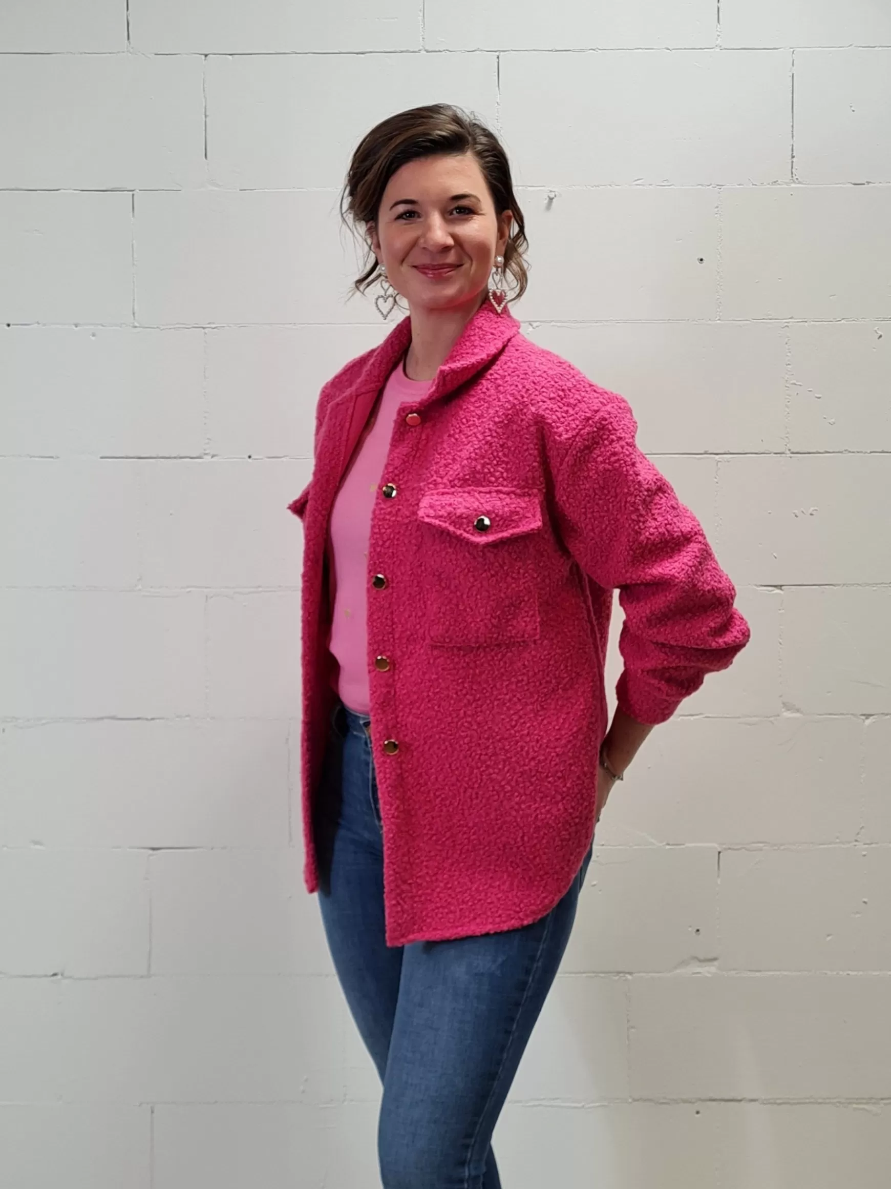 Trendz Boucle Shacket Roze Online