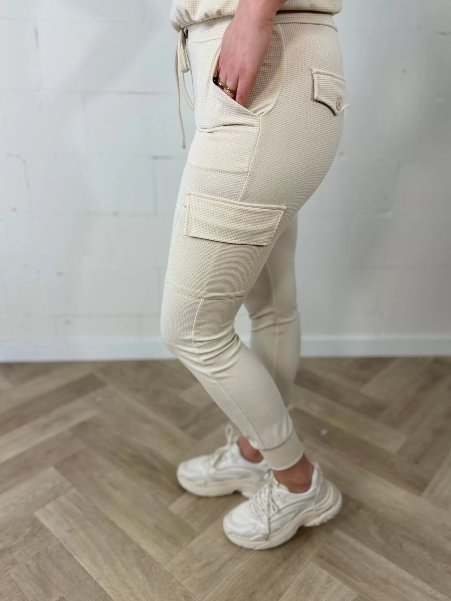 Trendz Cargobroek Geertje Wafelstof Beige Online