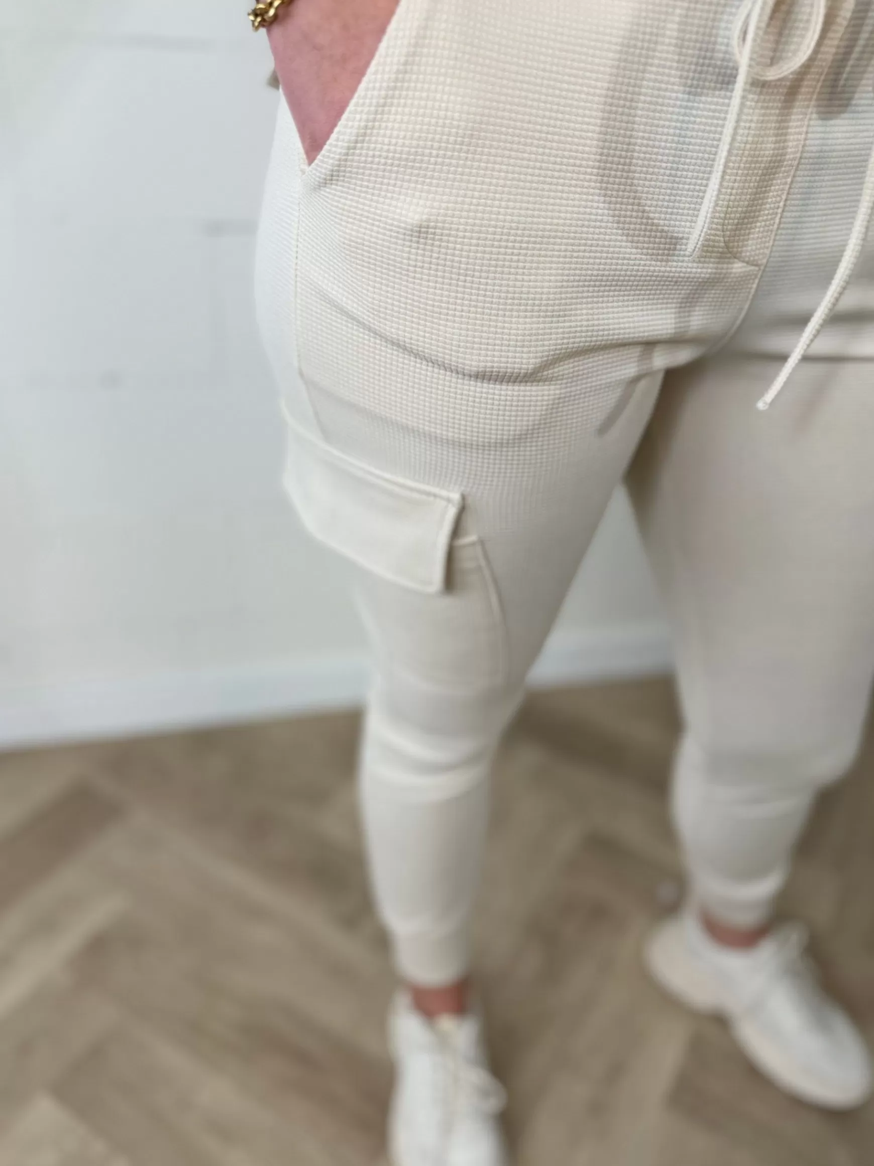 Trendz Cargobroek Geertje Wafelstof Beige Online