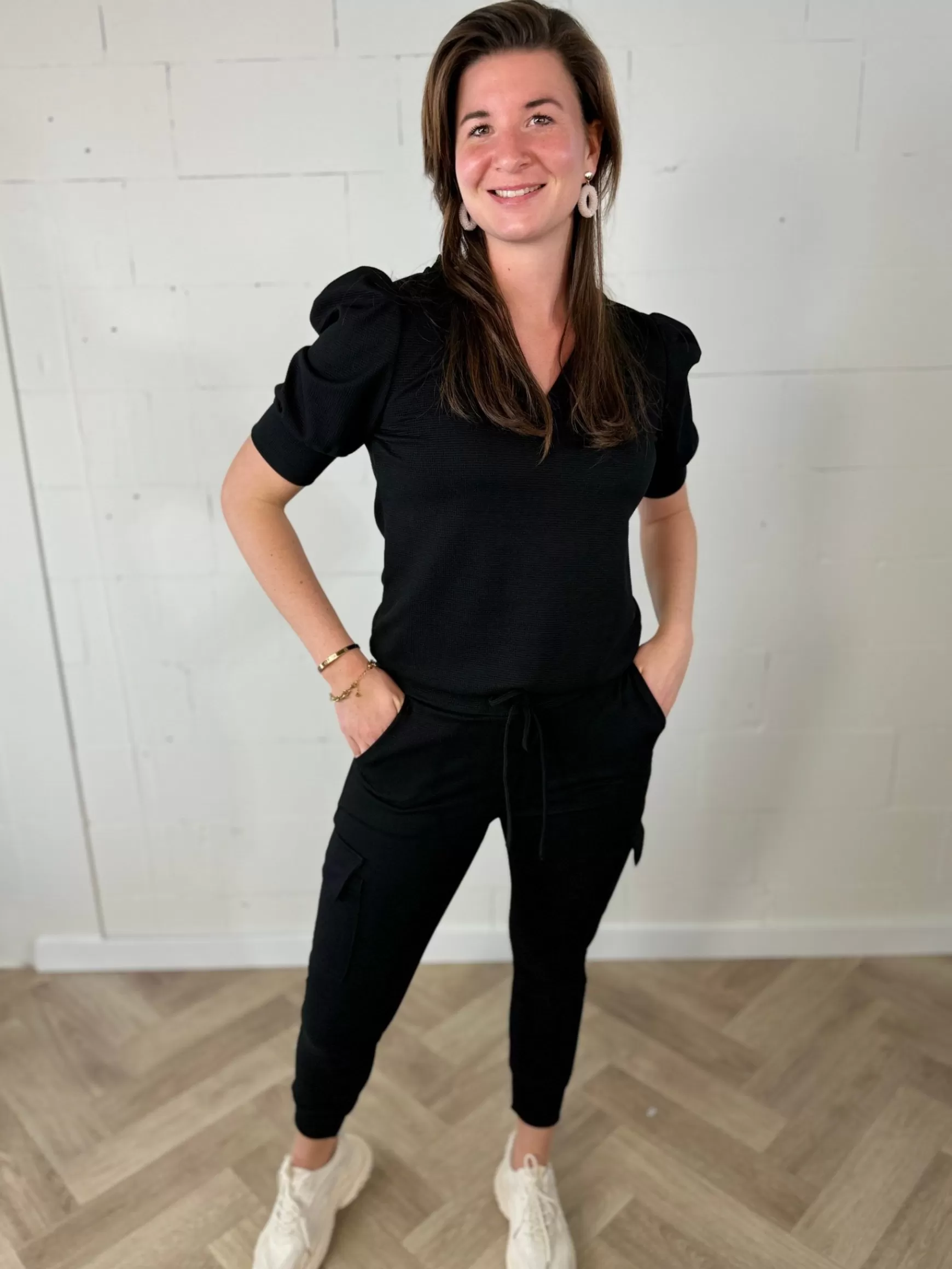 Trendz Cargobroek Geertje Wafelstof Navy Fashion