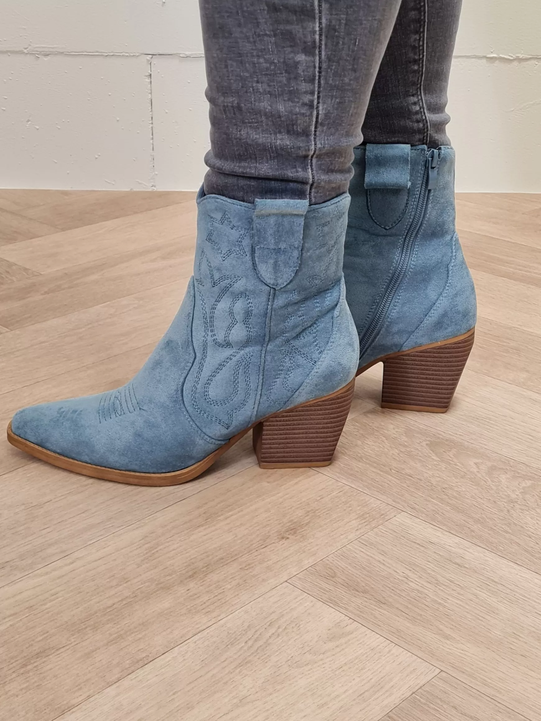 Trendz Cowboy Boots Megan Blue Suede Clearance
