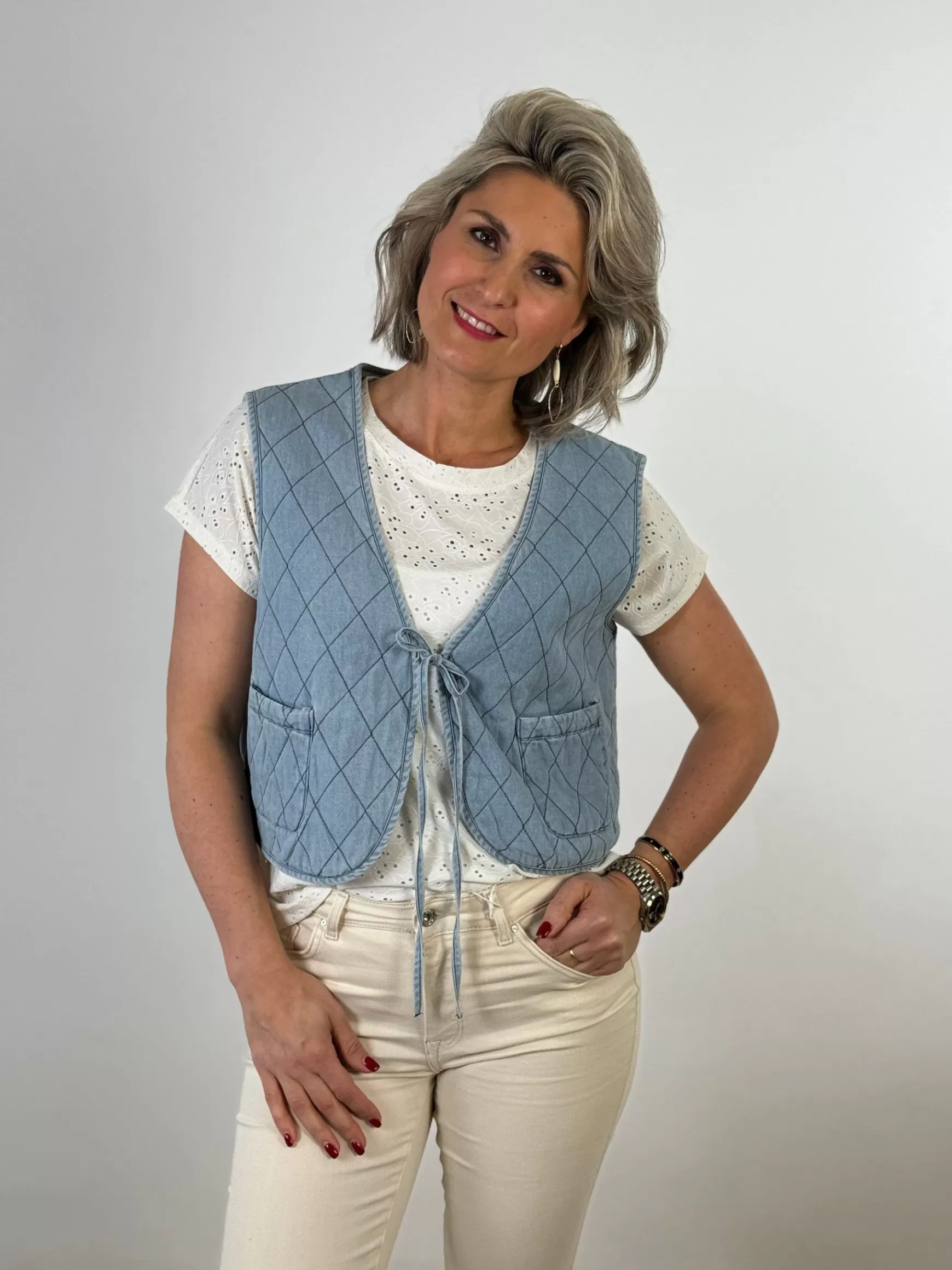 Trendz Gilet Denim Blauw Outlet