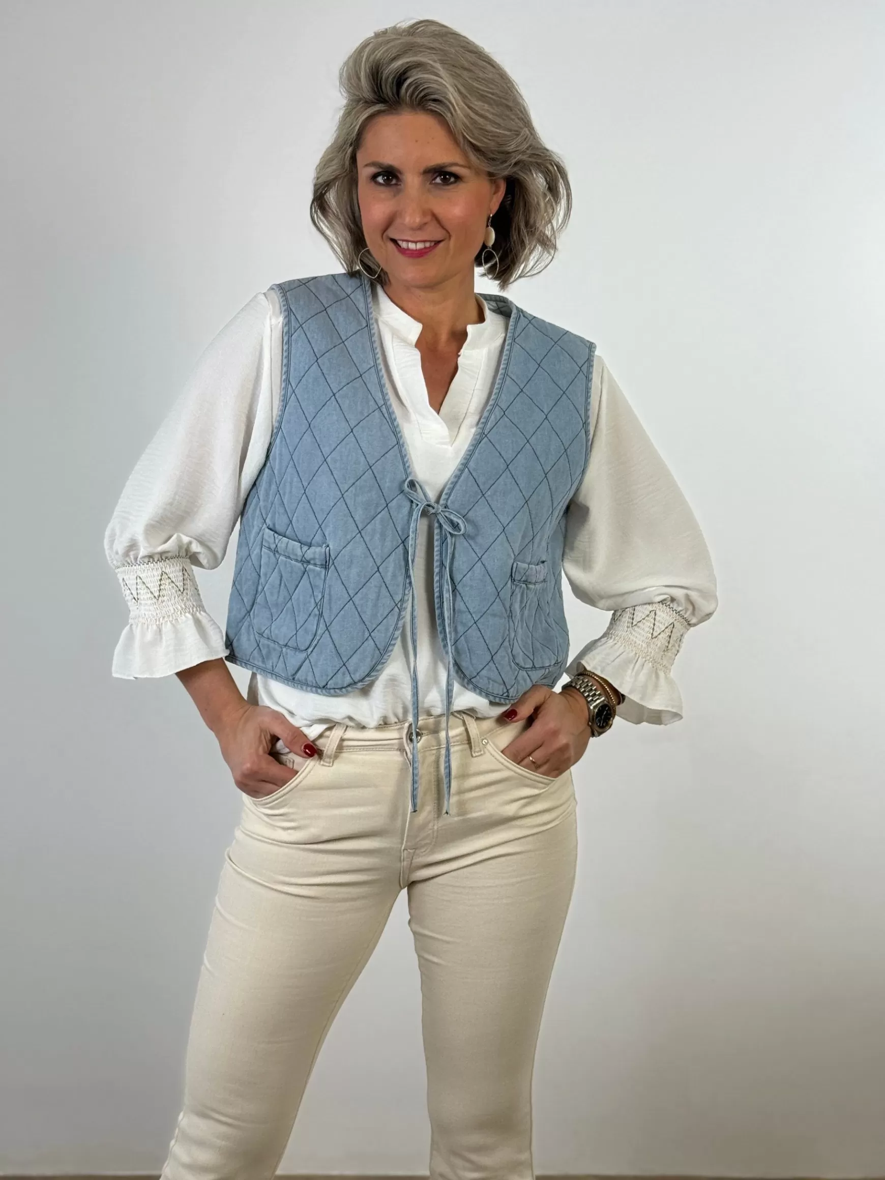 Trendz Gilet Denim Blauw Outlet