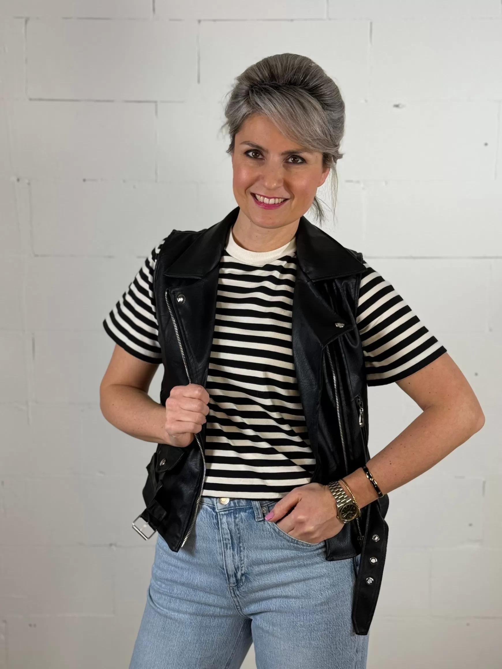 Trendz Gilet Leatherlook Zwart Cheap