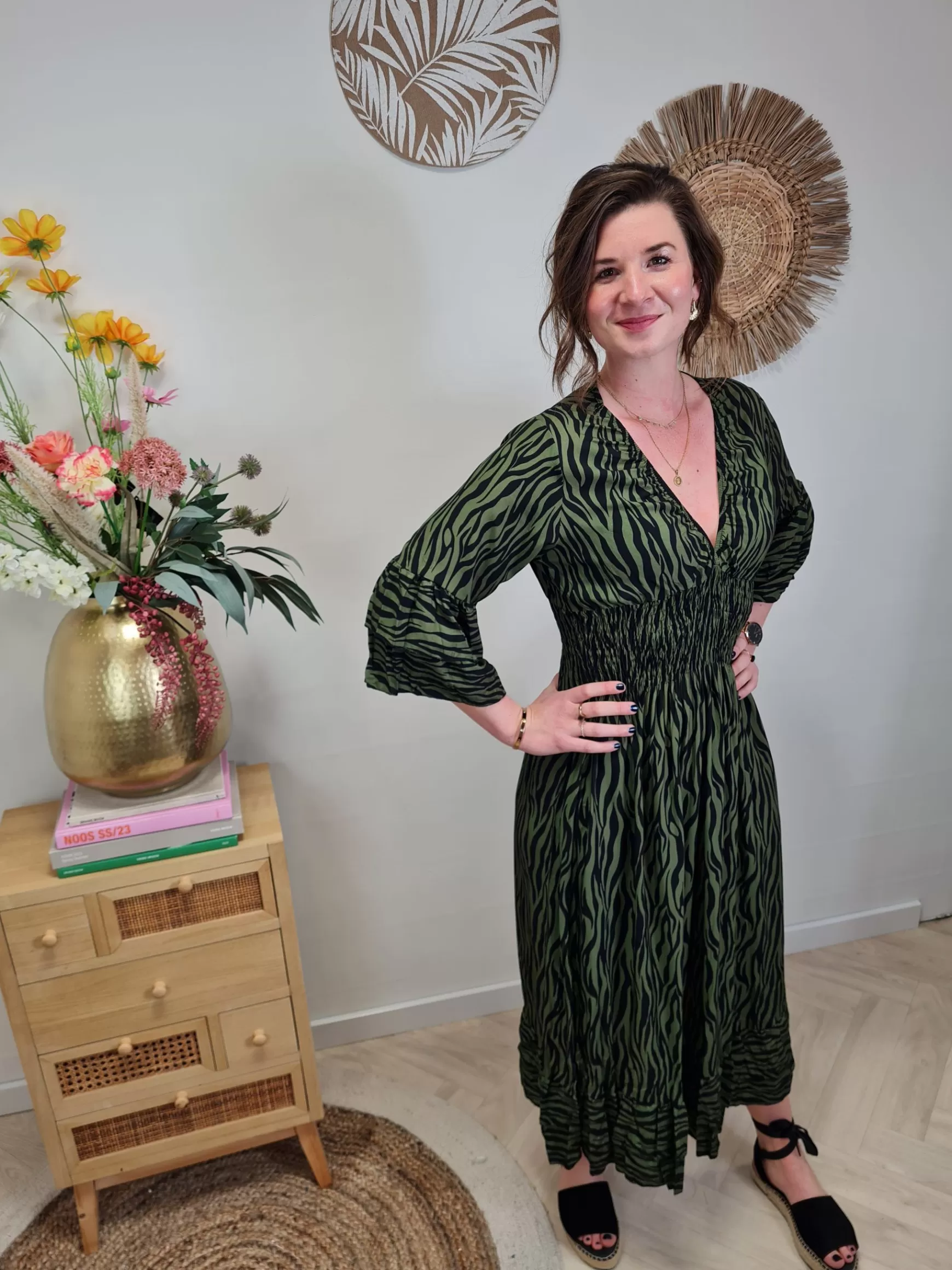 Trendz Jurk Mirjam Zwart/Groen Sale