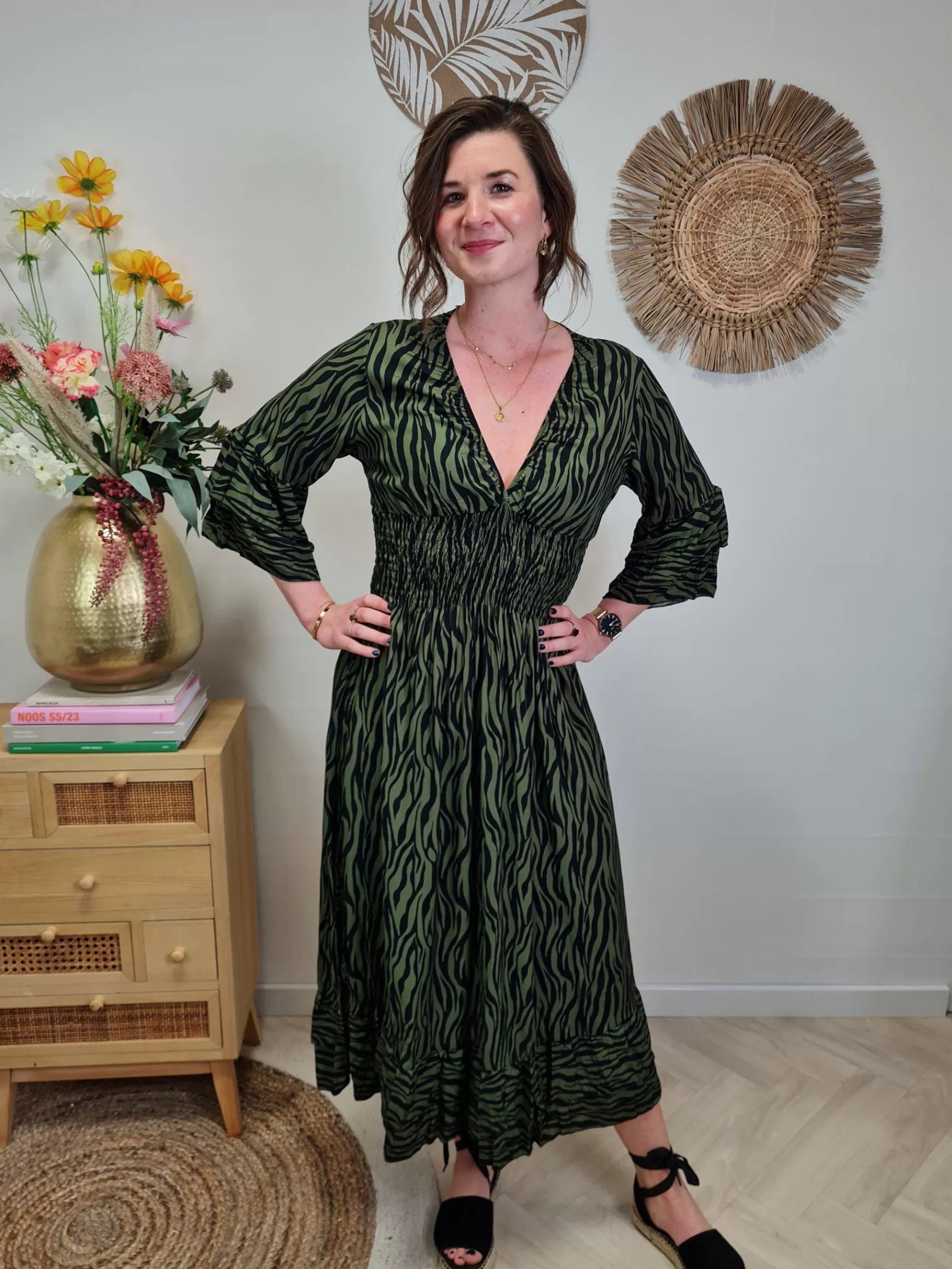 Trendz Jurk Mirjam Zwart/Groen Sale