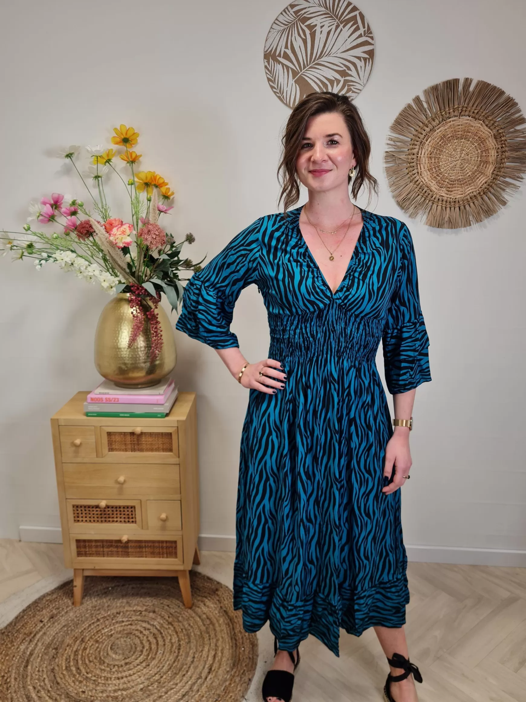Trendz Jurk Mirjam Zwart/Petrol New