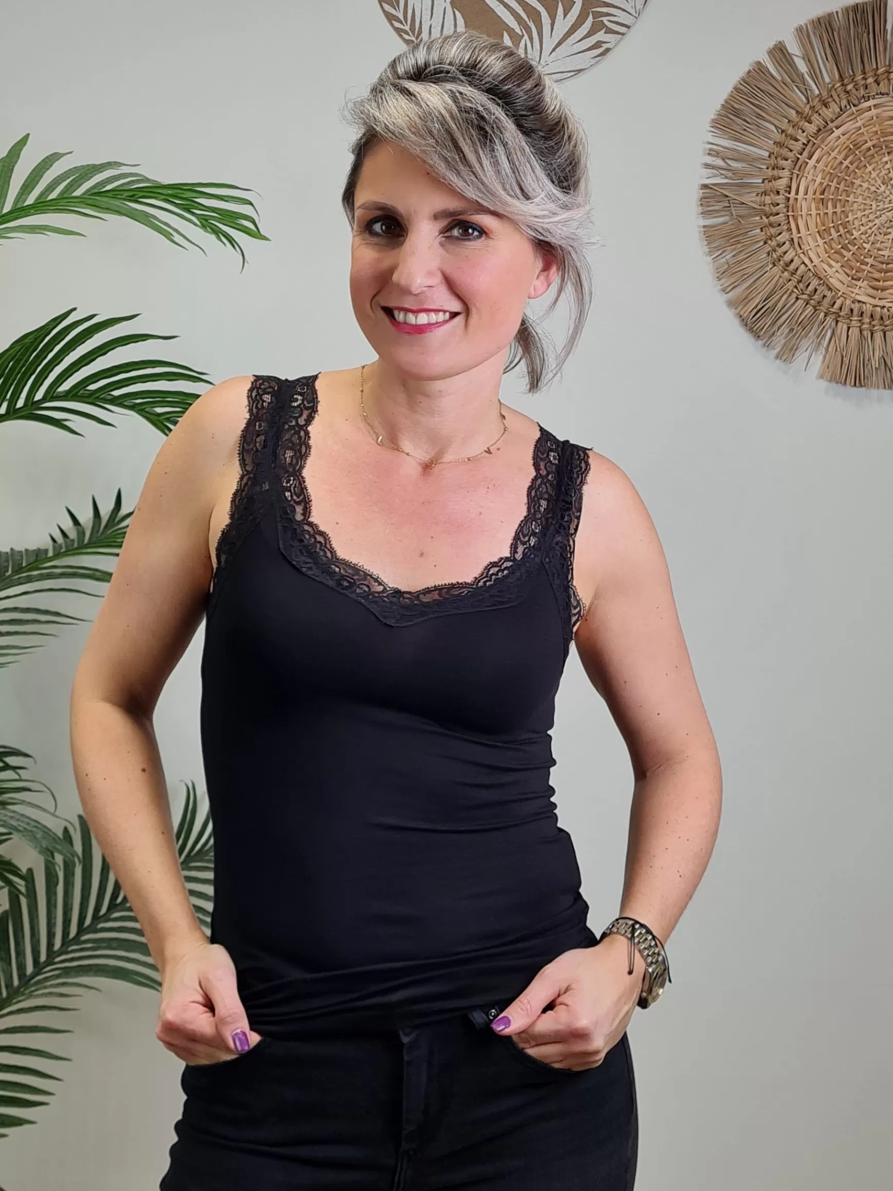 Trendz Kanten Top Basic Black Cheap