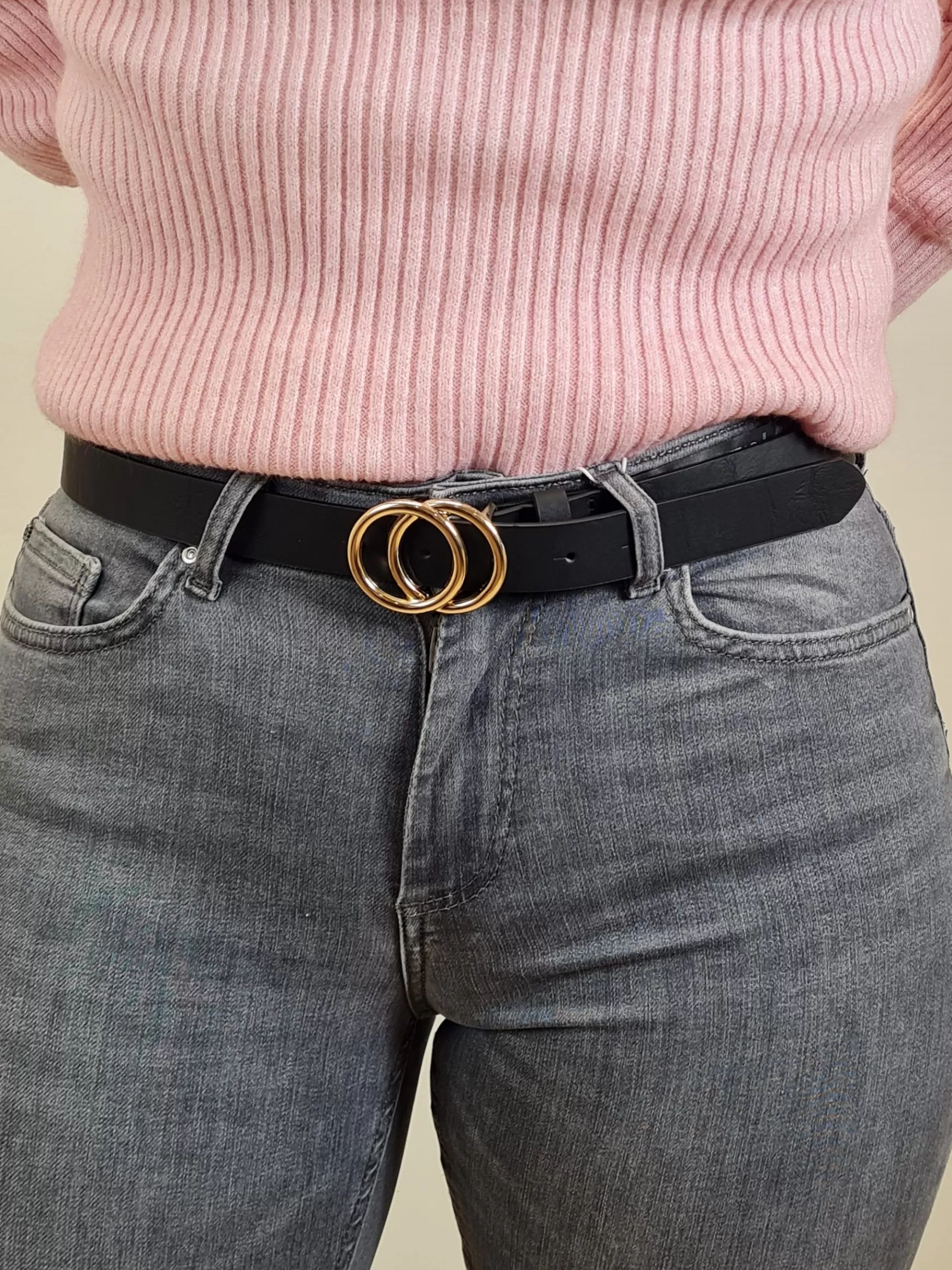 Trendz Riem Saar Zwart Met Gouden Gesp Discount