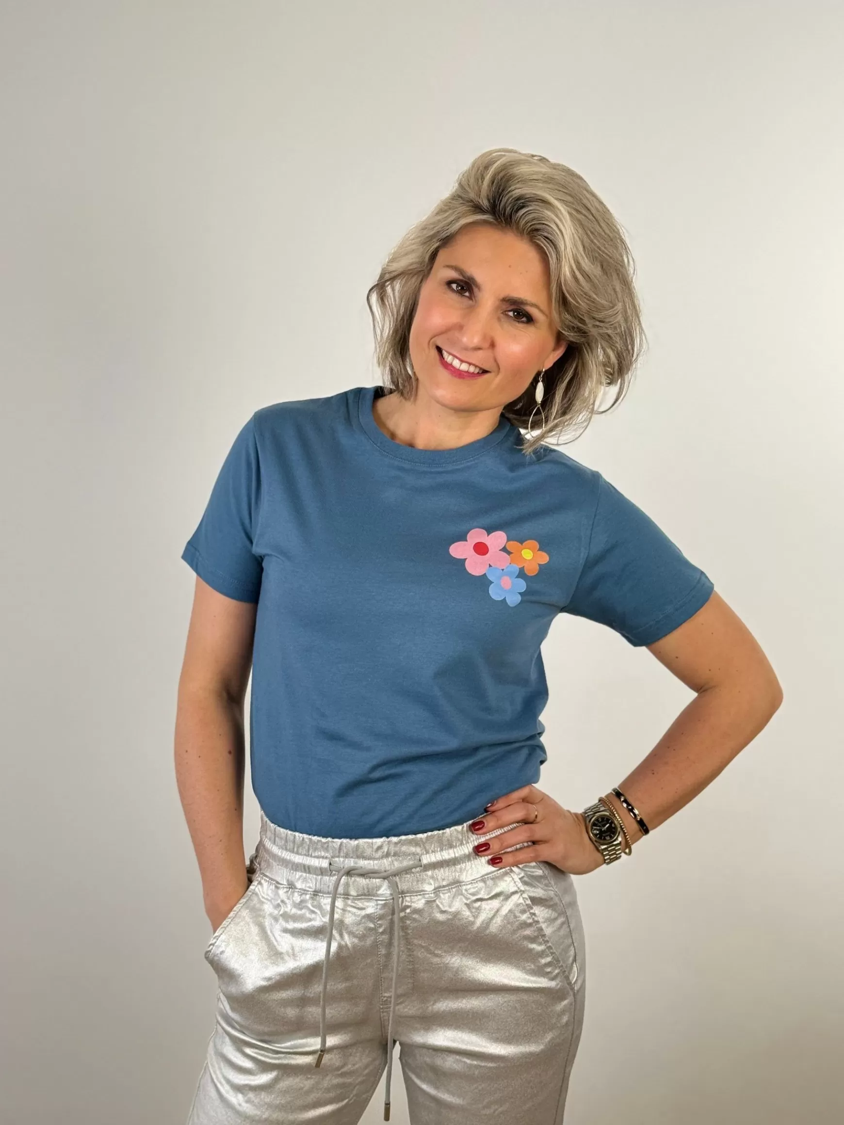 Trendz Shirt Flower Stone Blue Discount
