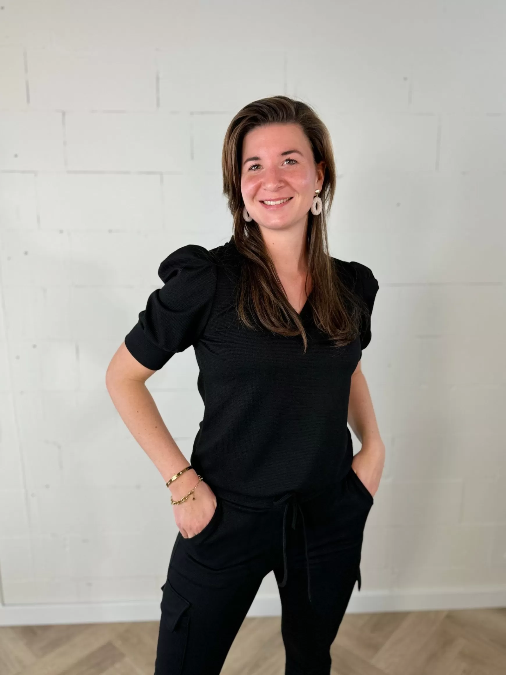 Trendz Shirtje Geertje Wafelstof Zwart Sale