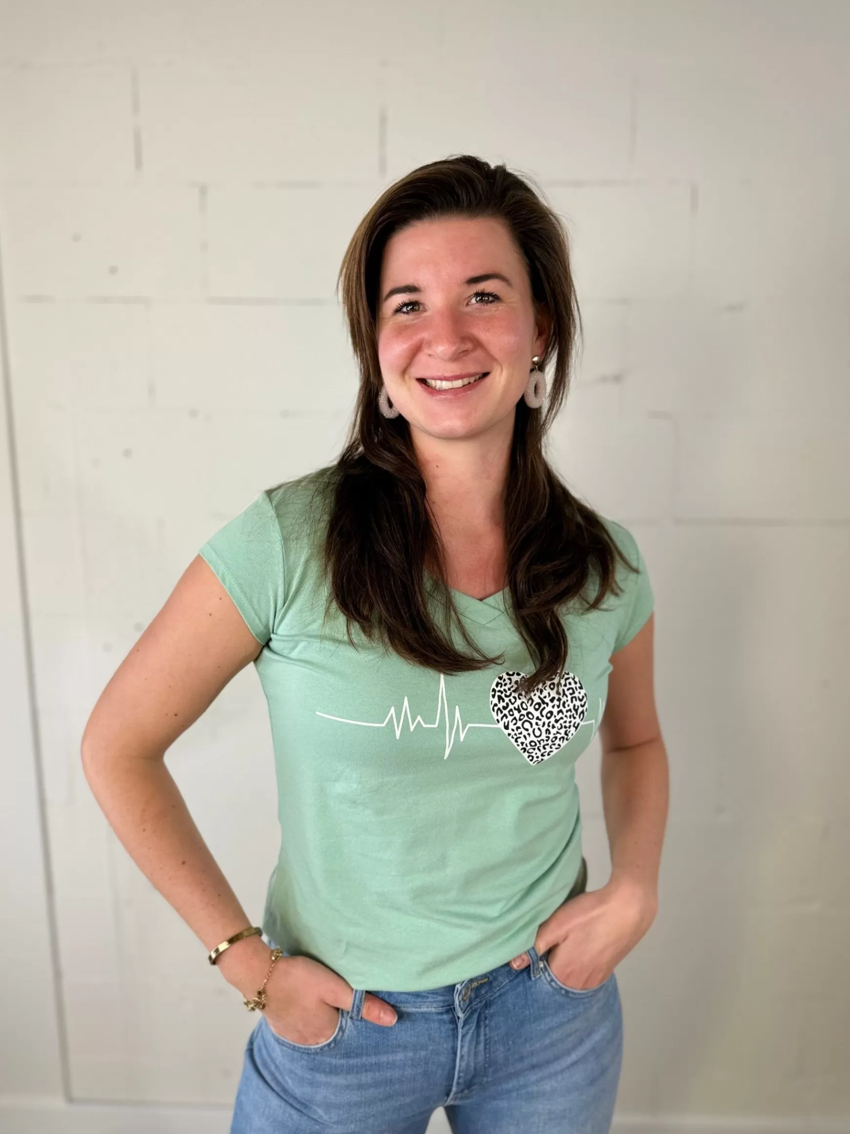 Trendz Shirtje Heartbeat Groen Fashion