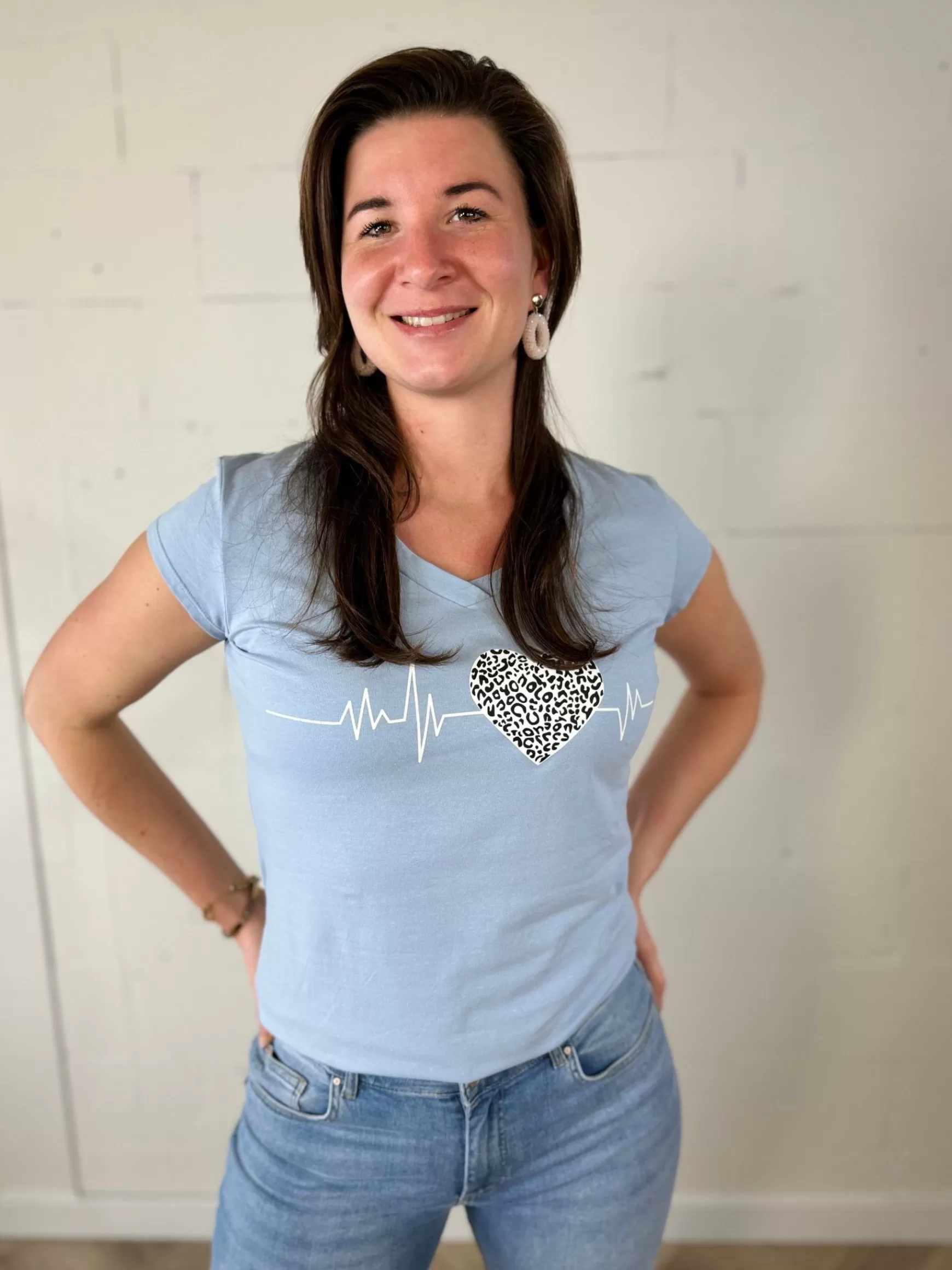 Trendz Shirtje Heartbeat Lichtblauw Store