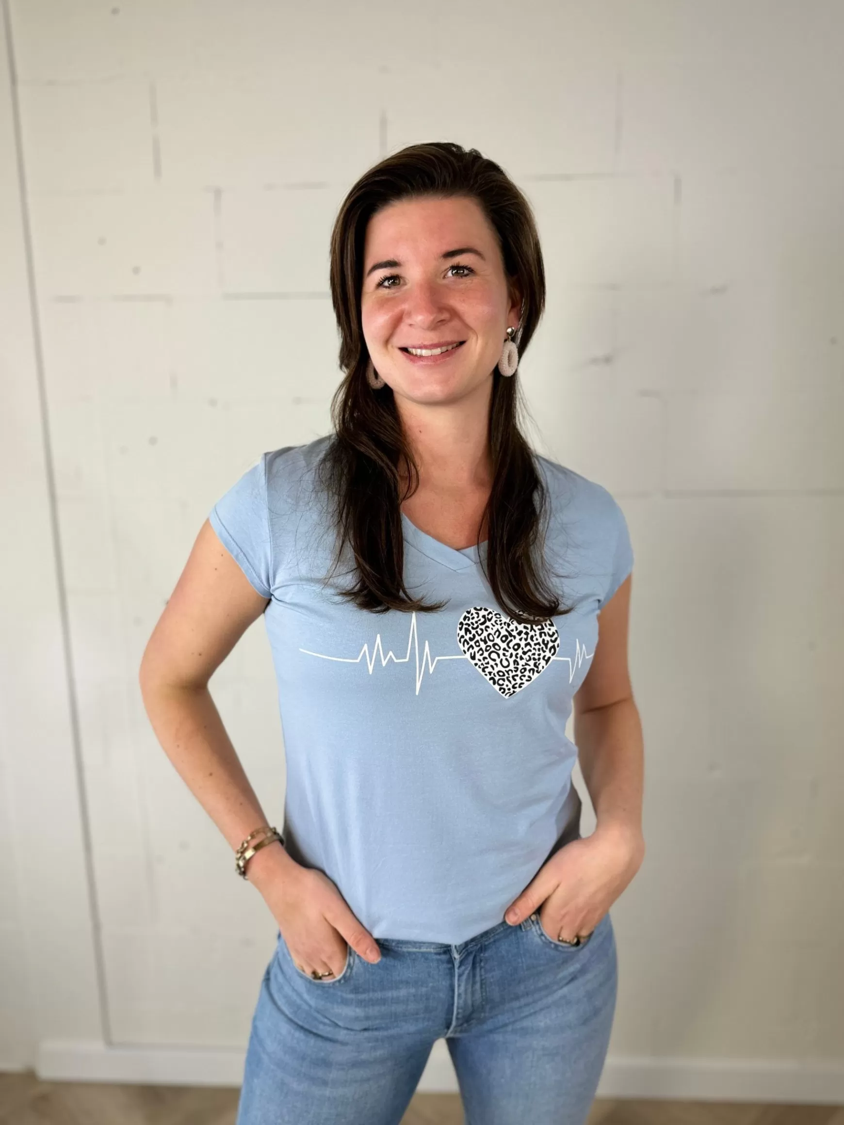 Trendz Shirtje Heartbeat Lichtblauw Store