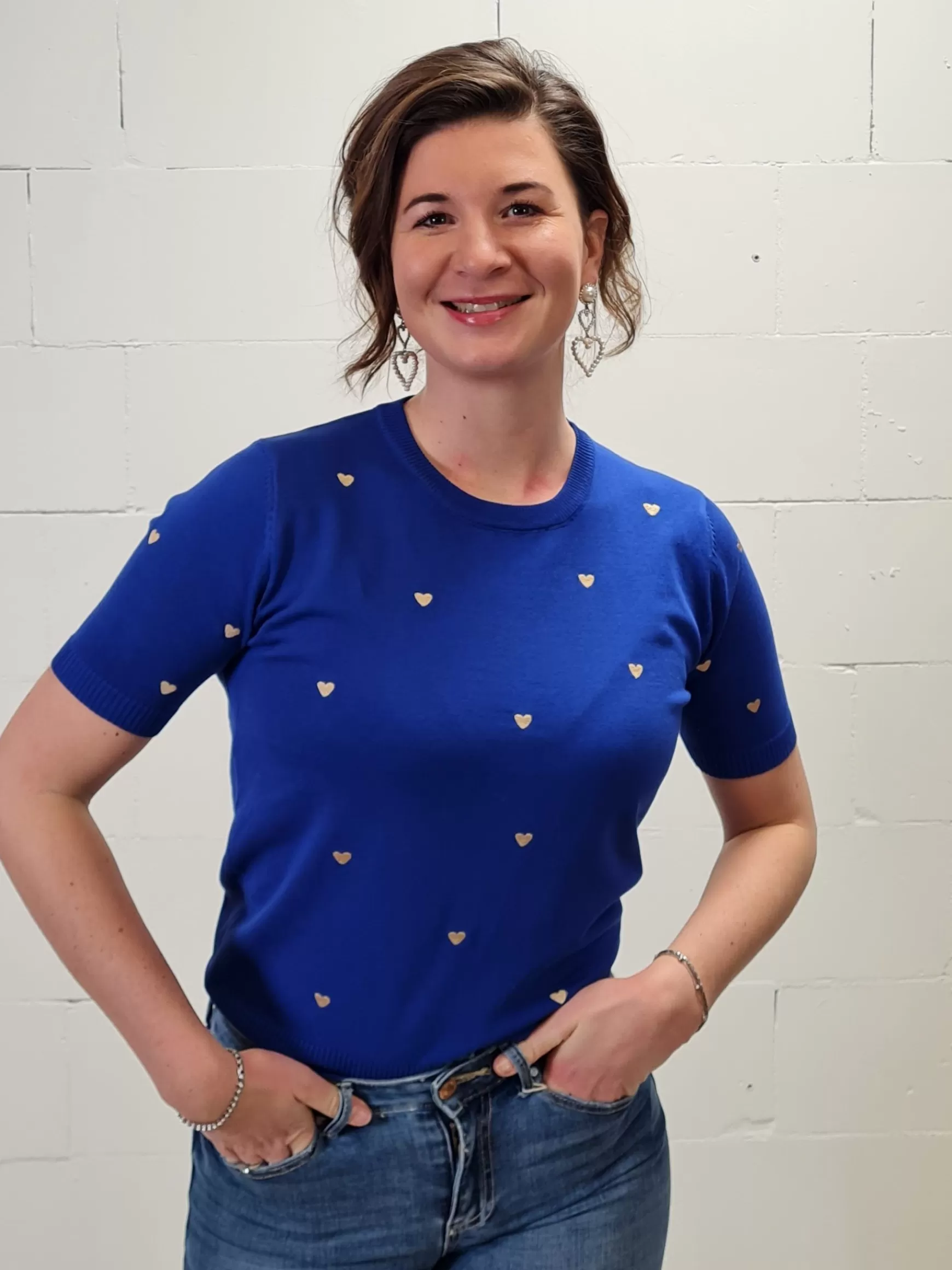 Trendz Shirtje Hearts Korte Mouwen Kobalt Cheap