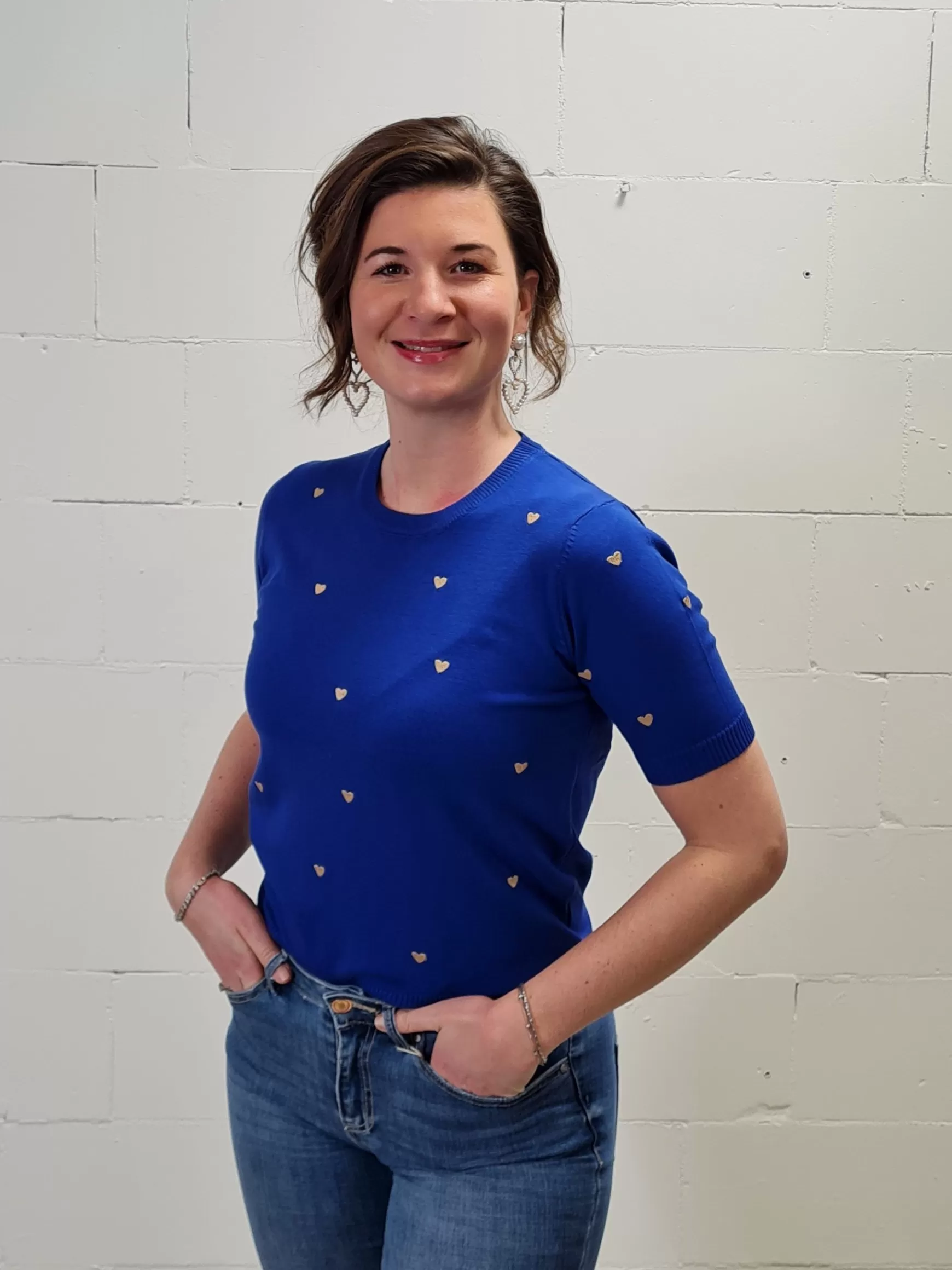 Trendz Shirtje Hearts Korte Mouwen Kobalt Cheap