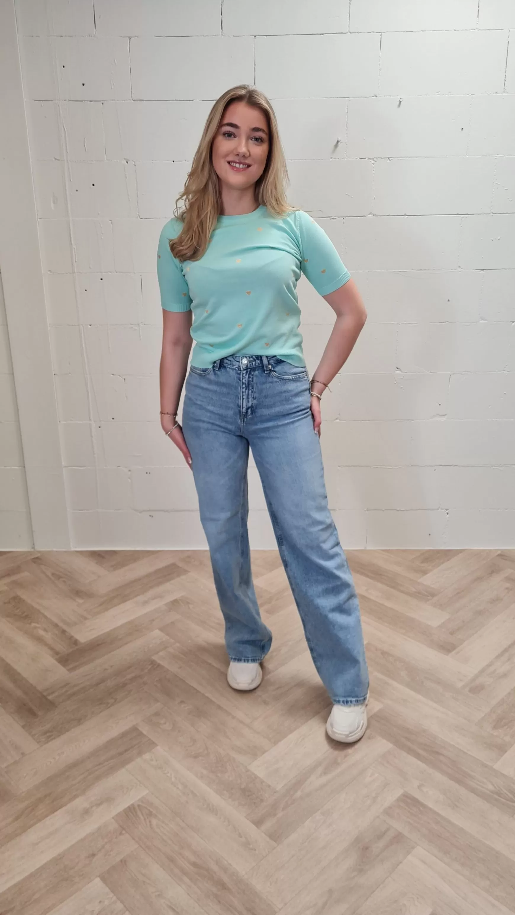 Trendz Shirtje Hearts Korte Mouwen Lichtgroen Best Sale