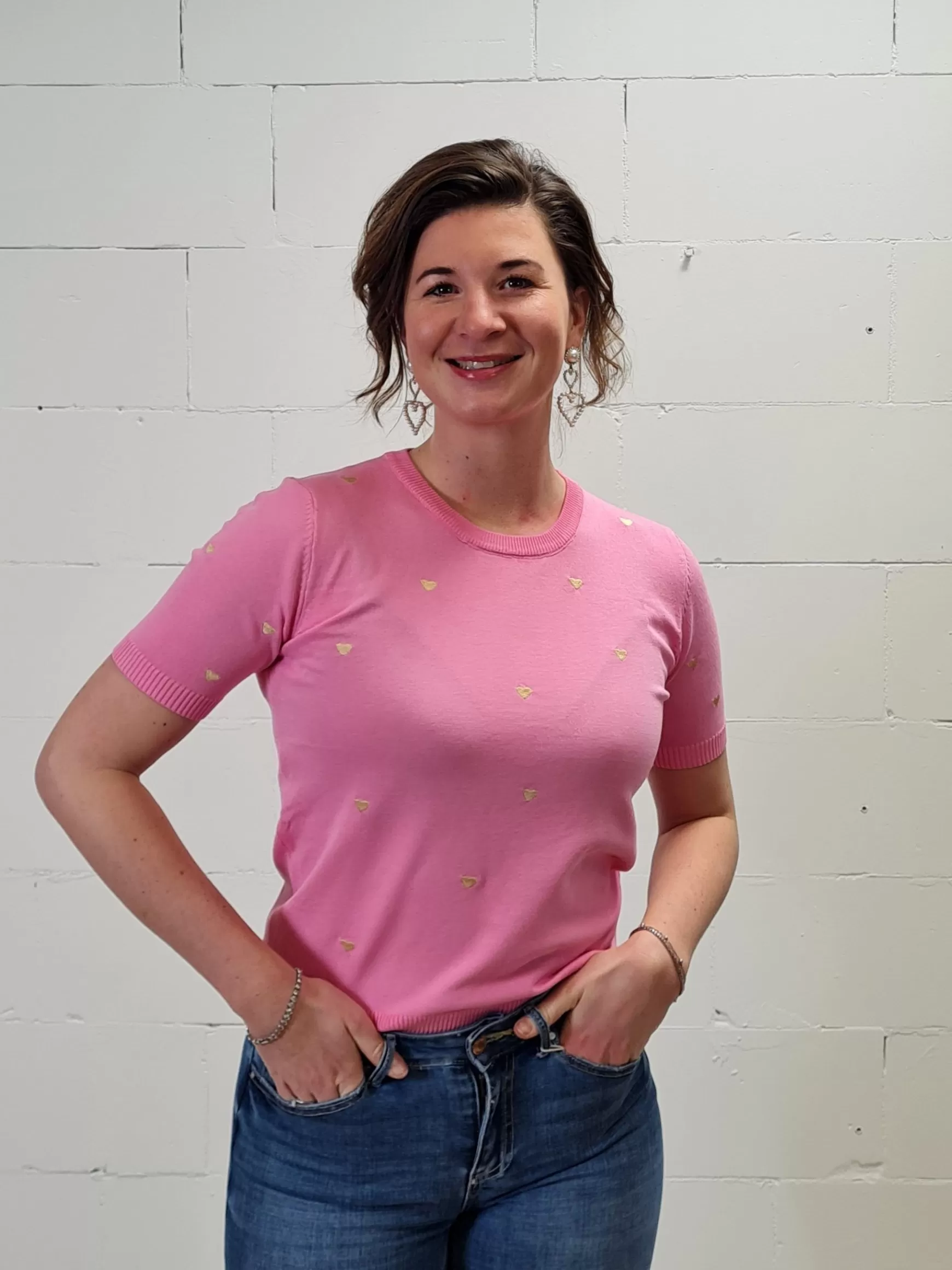 Trendz Shirtje Hearts Korte Mouwen Roze Shop