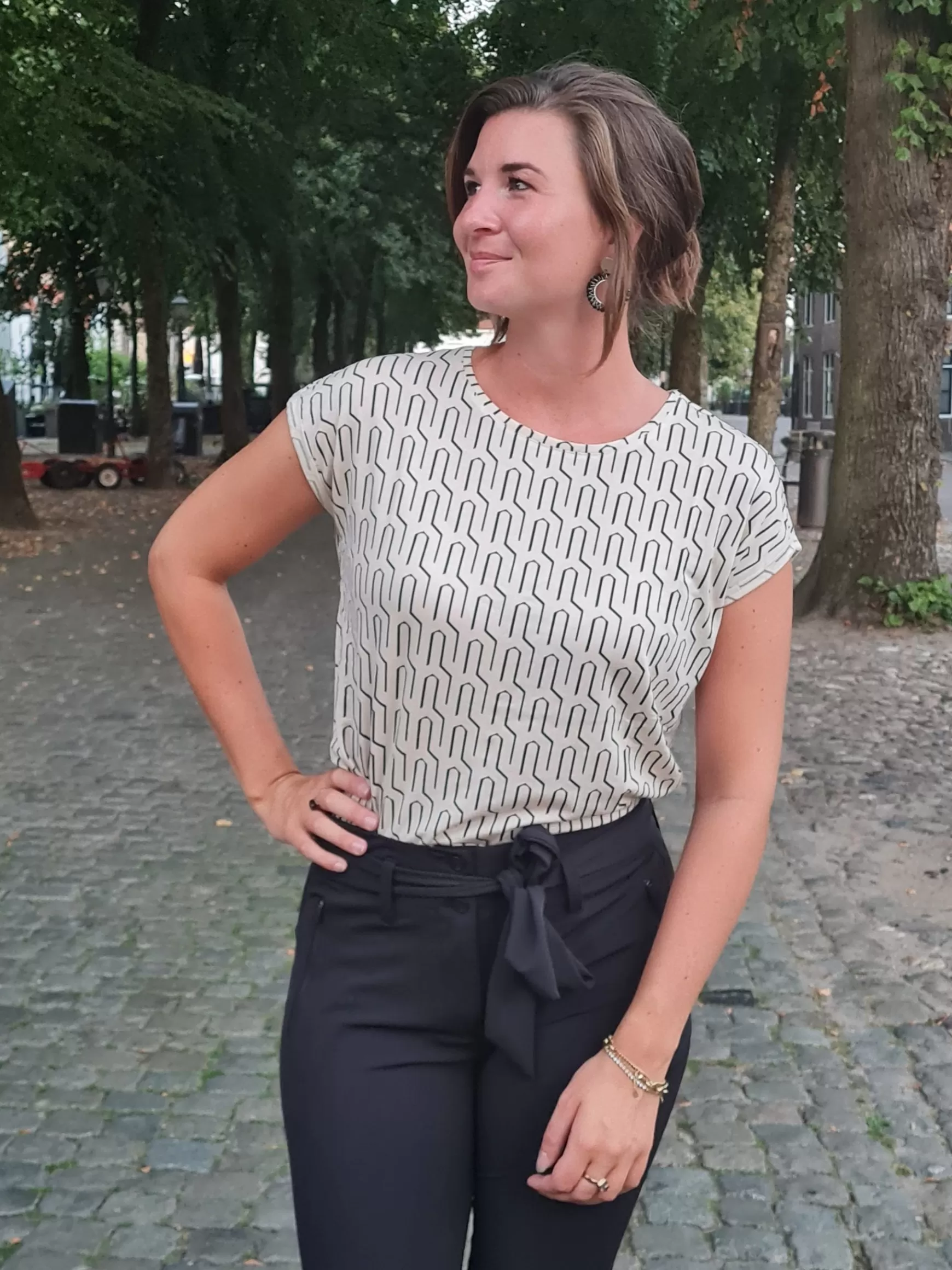 Trendz Shirtje Martha Off-White/Zwart Outlet