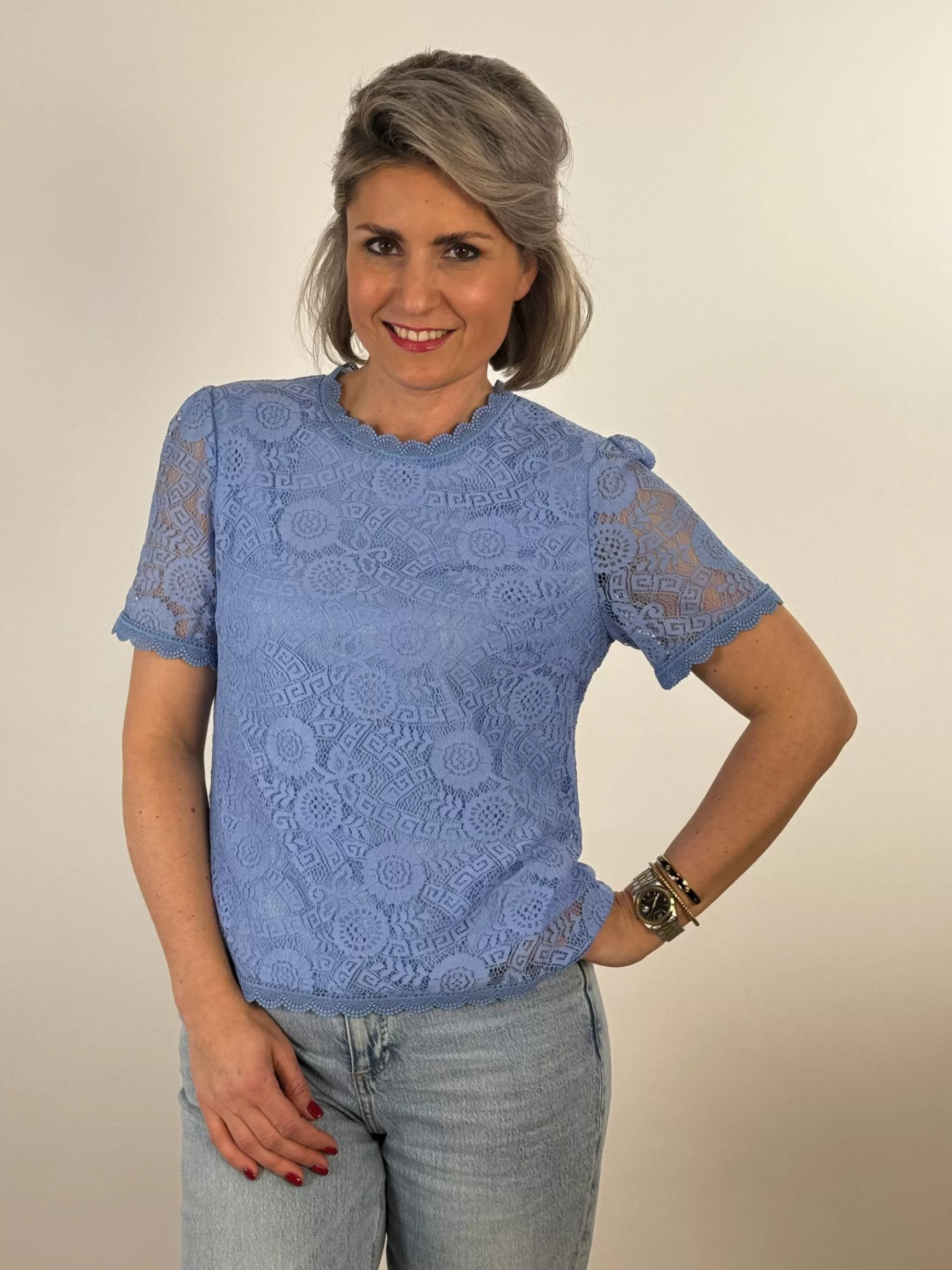 Trendz Top Marloes Kant Lavendel New