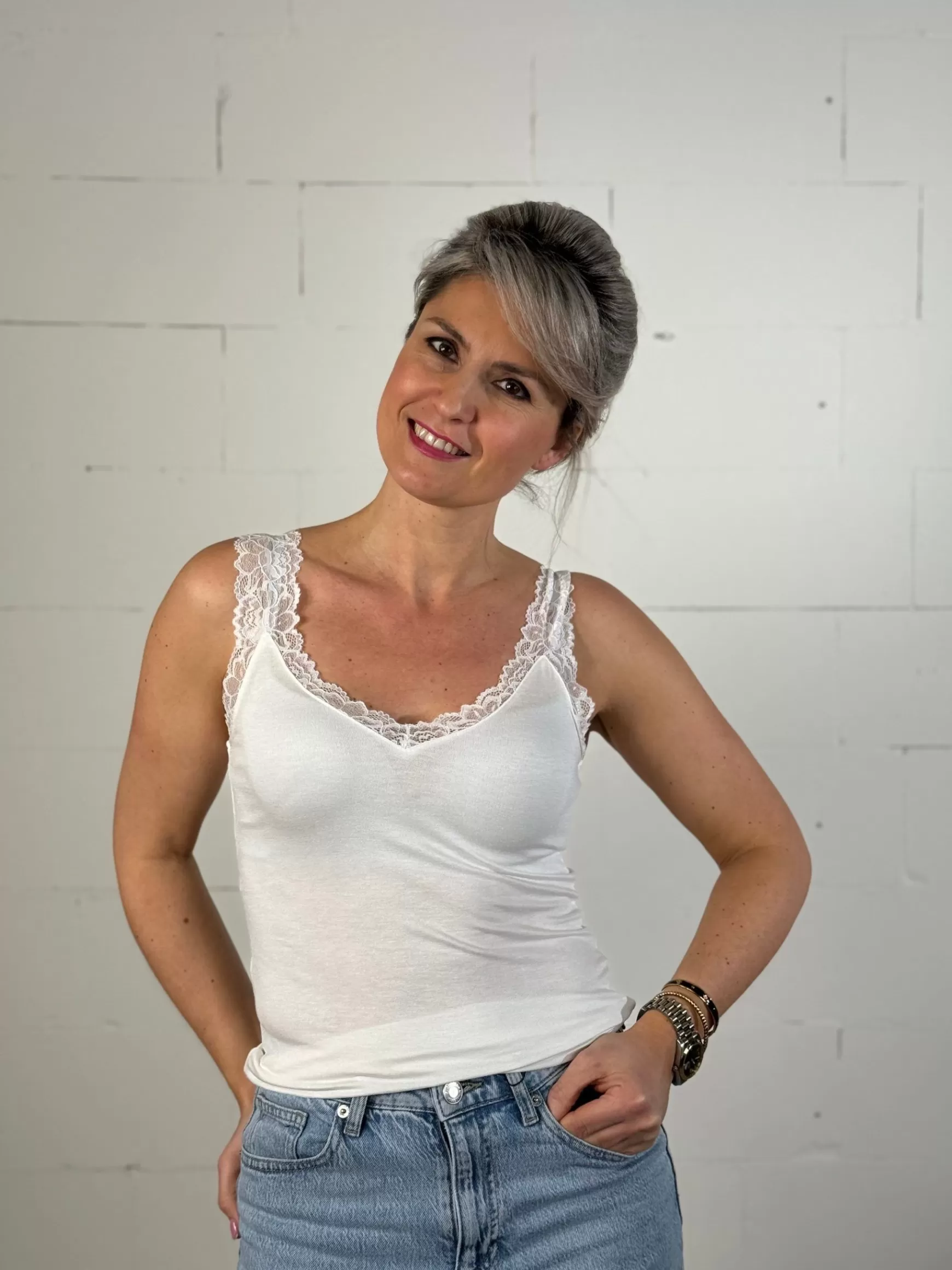 Trendz Topje Rosa Wit Cheap