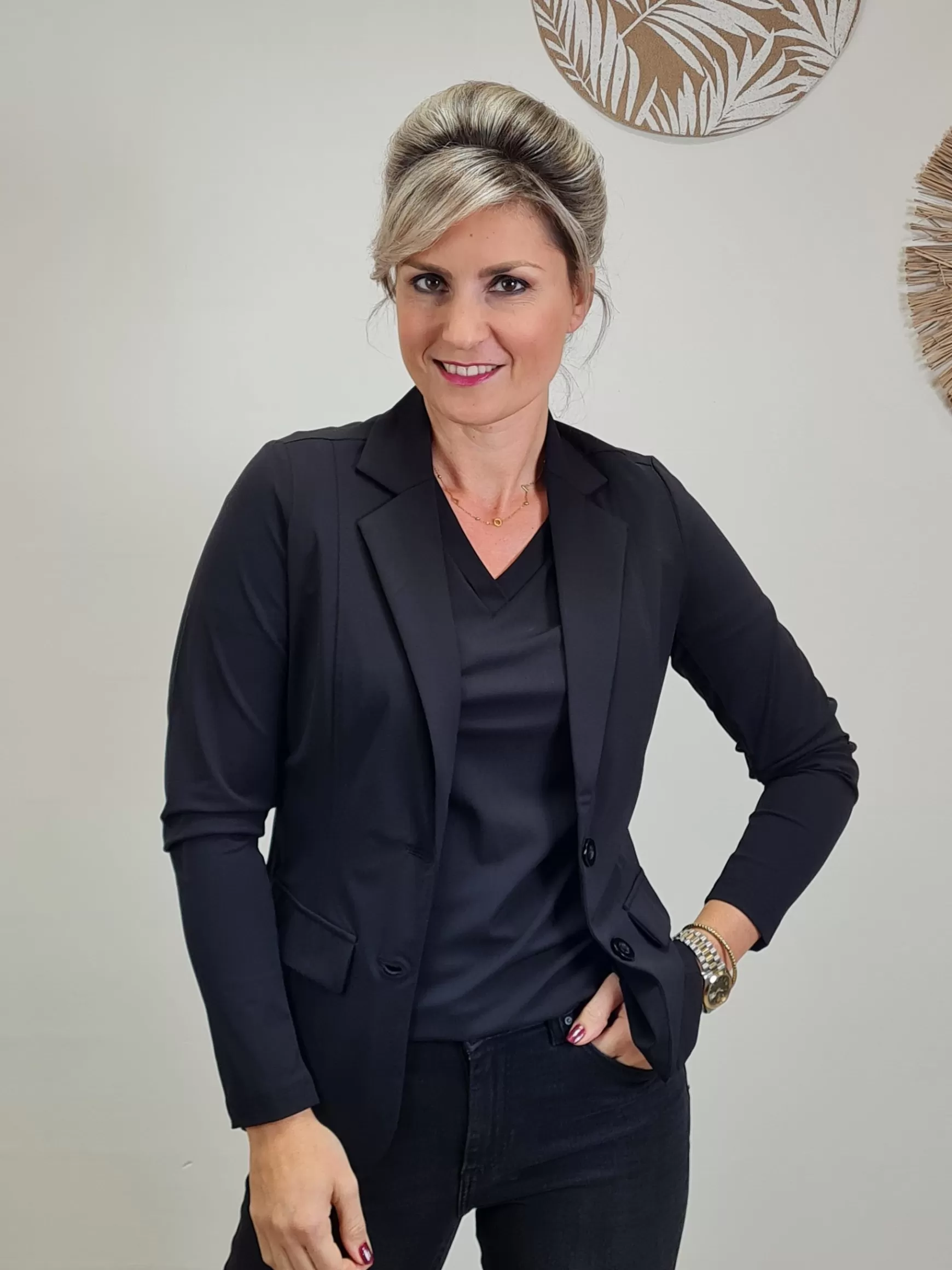 Trendz Travelstof Blazer Sari Black Flash Sale