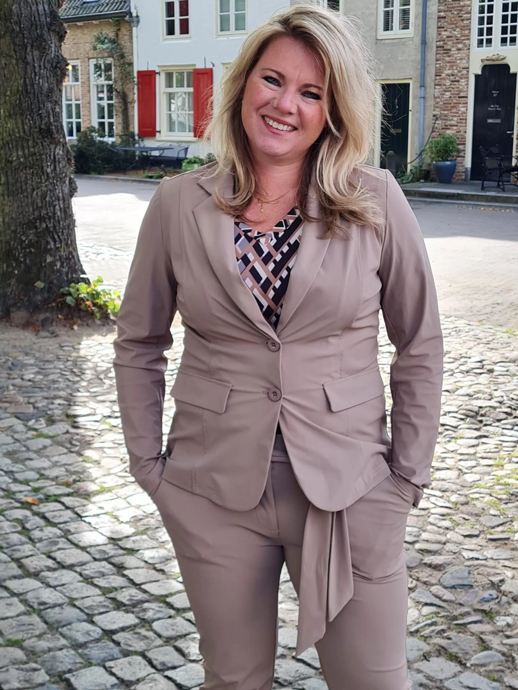 Trendz Travelstof Blazer Sari Havanna New